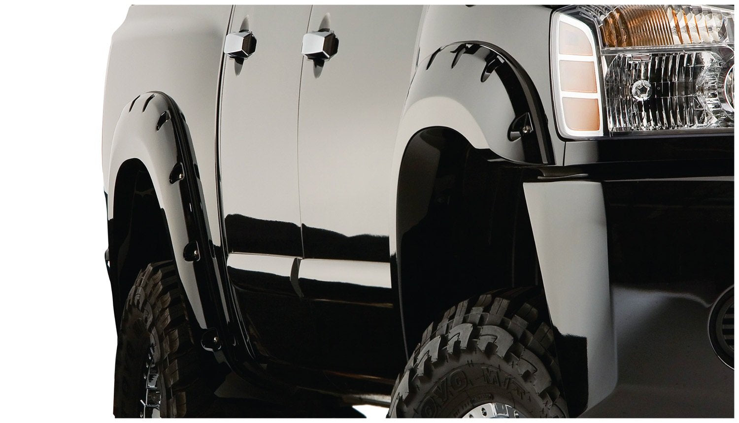 Bushwacker Pocket/Rivet Style Front & Rear Fender Flares | 4-Piece Set, Black, Smooth Finish | 70908-02 | Fits 2004-2015 Nissan 
