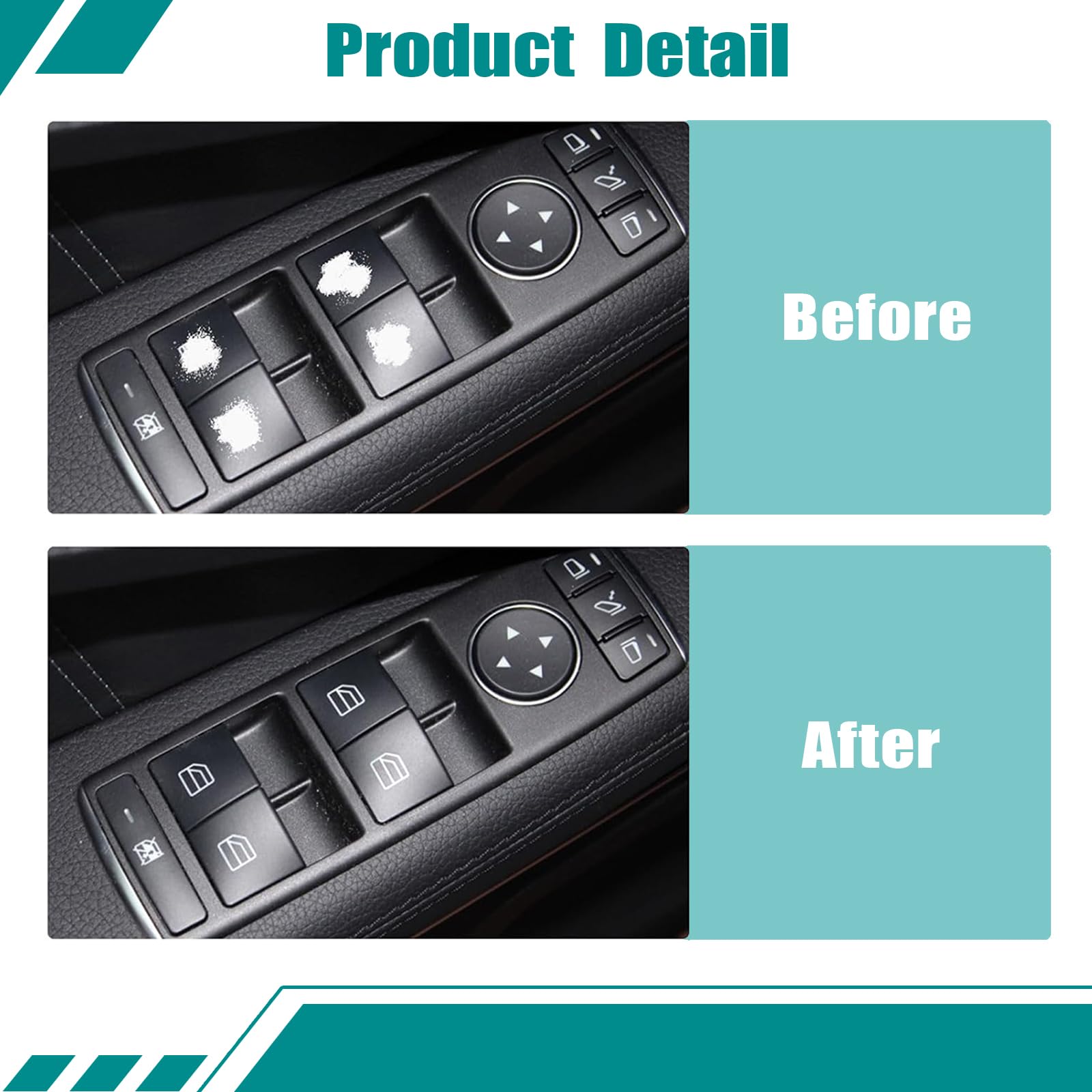 Secosautoparts 4Pcs Window Switch Button Cap Compatible With Mercedes Benz E-Class E200 E220 E250 E300 C-Class C180 C200 C220 20