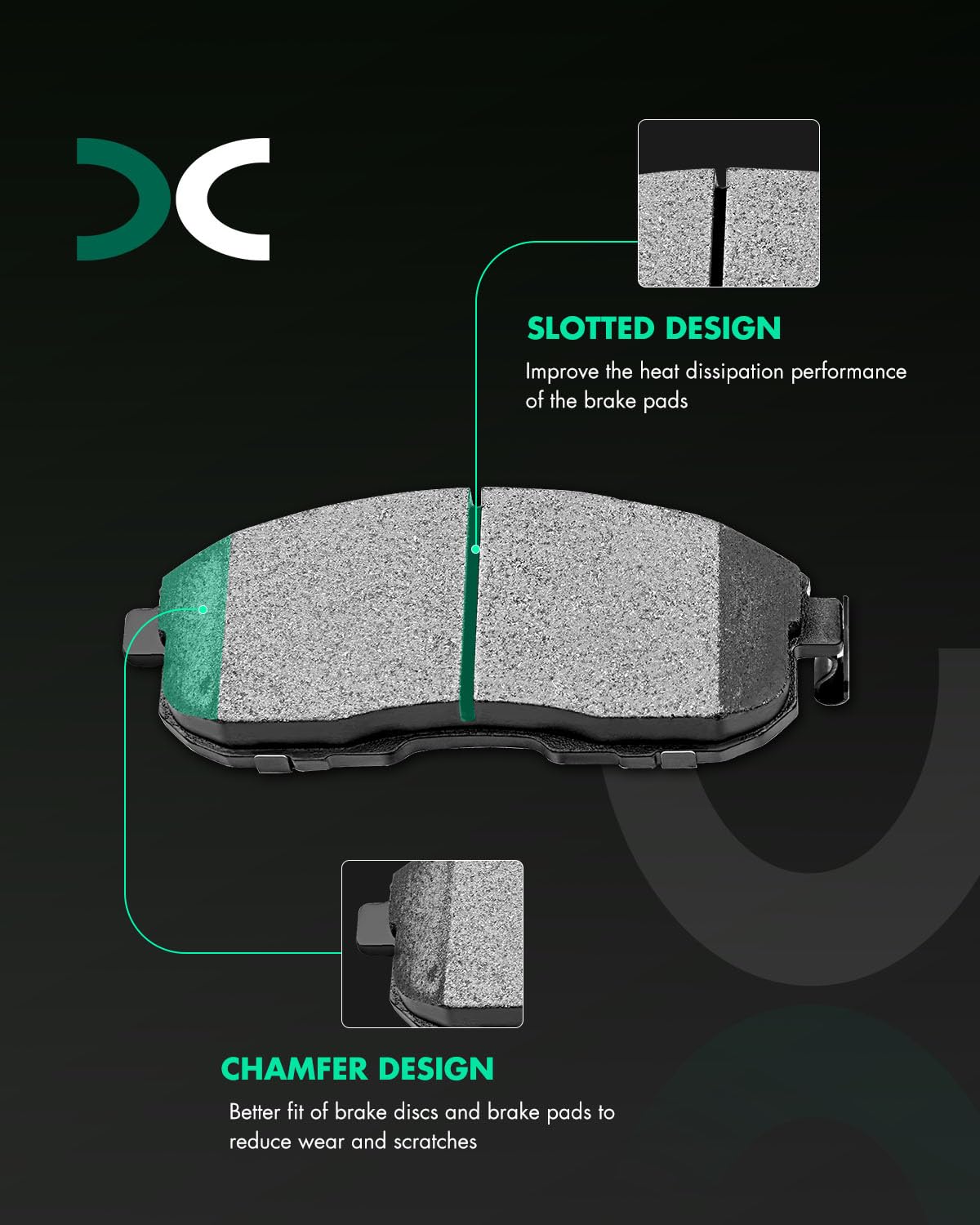 Scitoo D815 Front Ceramic Brake Pads Sets Fit For Nissan 350Z 2003-2005 | For Altima 1993-2001 2007-2013| For Juke 2011-2017 | F
