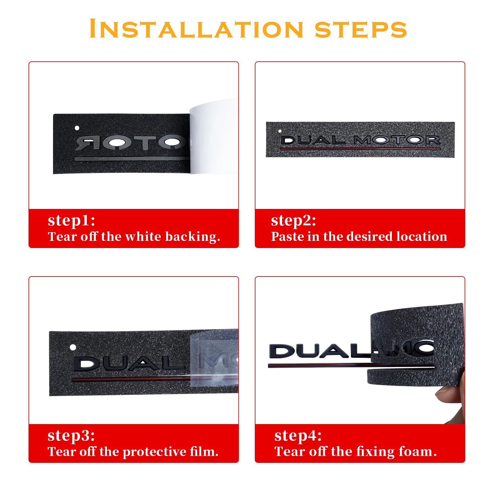 Knomix Dual Motor Emblem Badge Sticker Plaid Decor Compatible with Tesla Model 3 Y X S Accessories (Silver-Red Line)