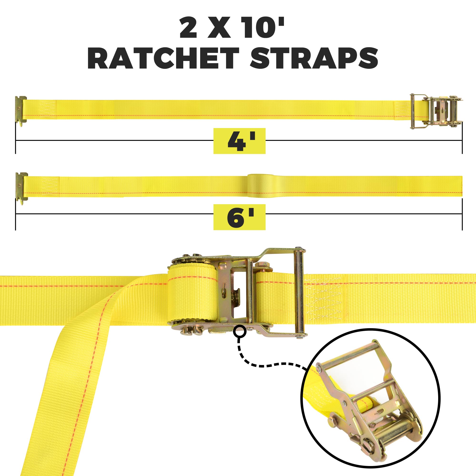 E Track Rail Tie-Down Kit - Trailer Tie Downs & Anchors, Cargo Control System - 4 Rails (16 Tracks) & E Track Accessories Kit -