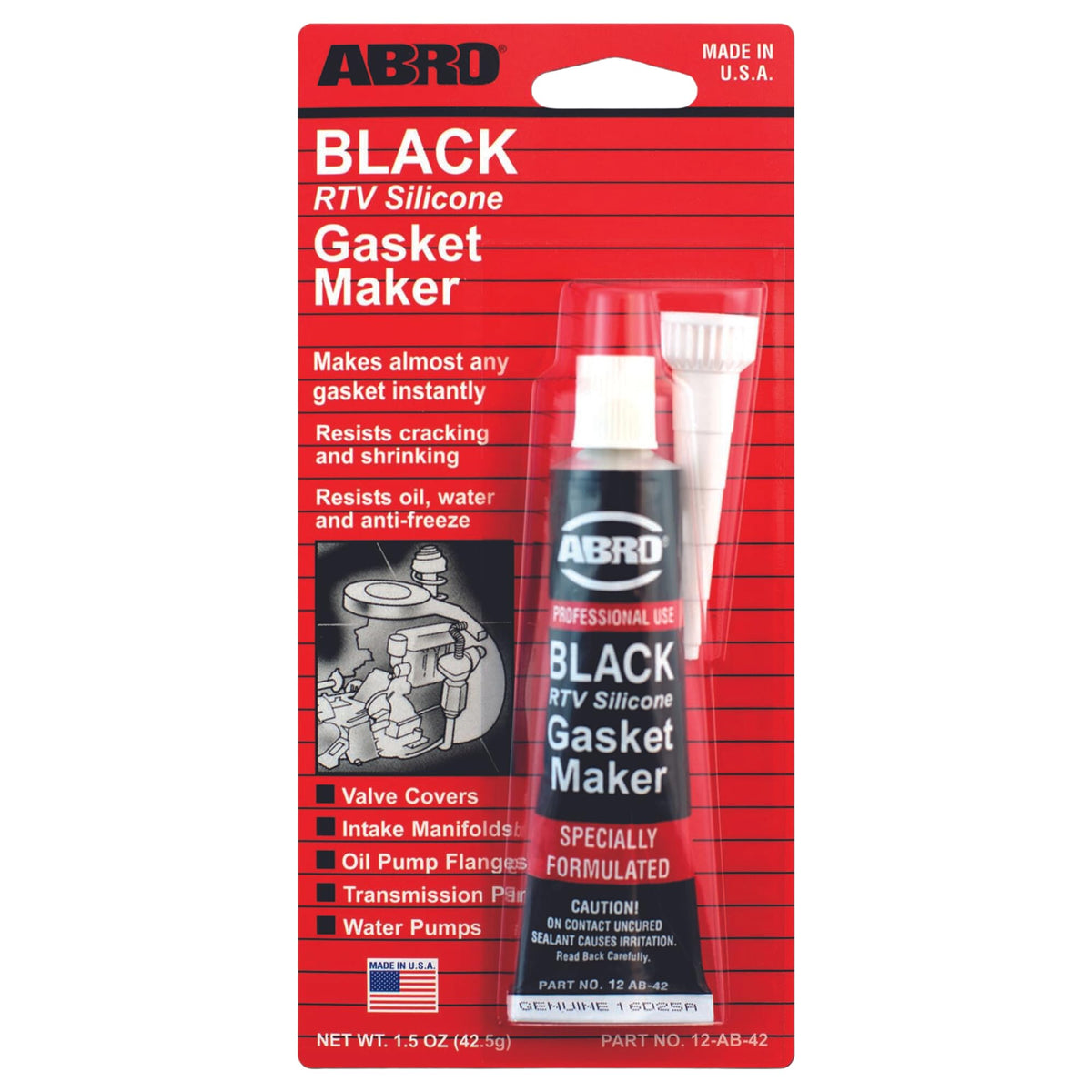 Abro Rtv Silicone Sealant And Gasket Maker: Up To 500 Degree F Heat, High Temp Silicone Head Gasket Sealer, 1.5 Oz/42.5G Tube -