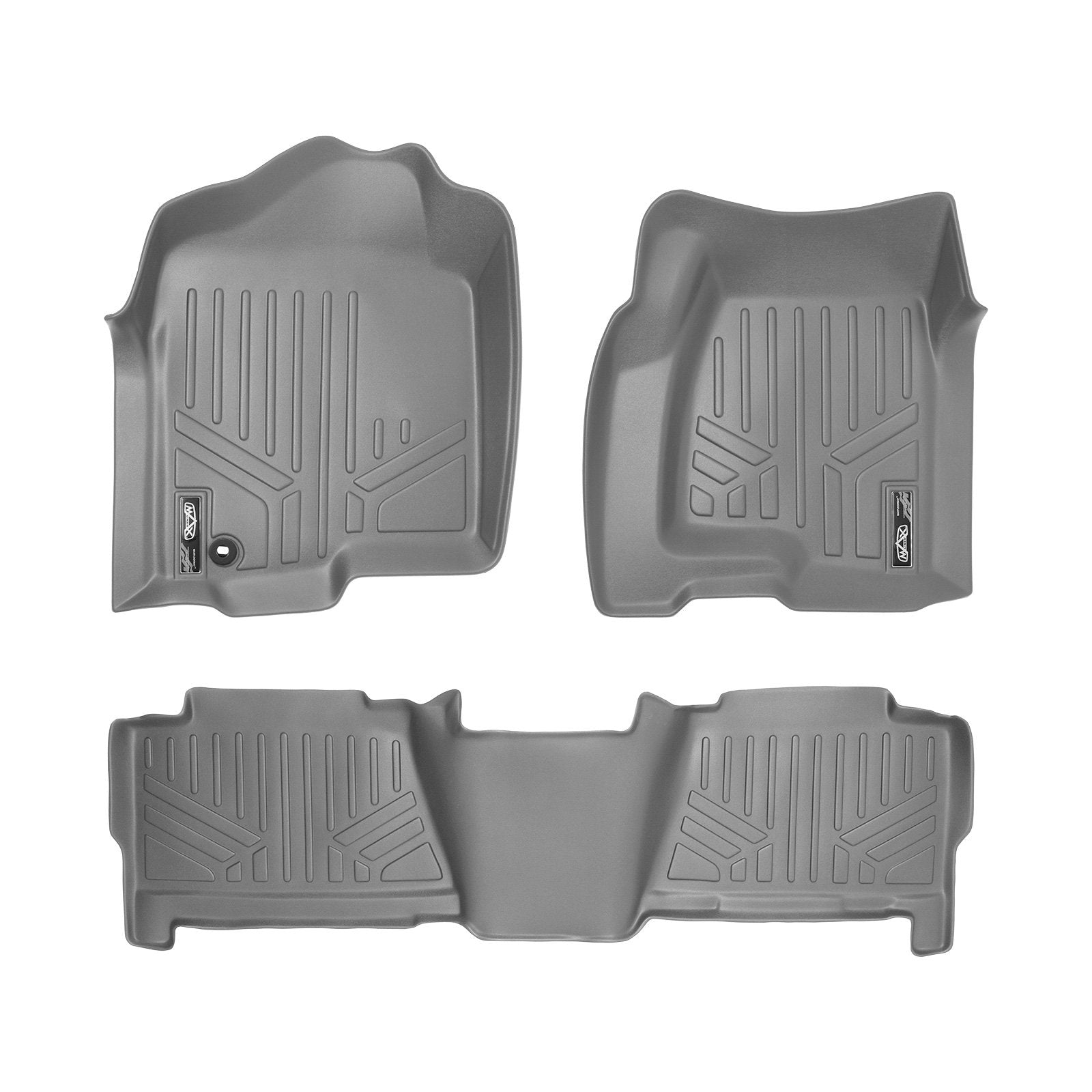 Maxliner Floor Mats 2 Row Liner Set Grey For 1999-2007 Silverado/Sierra 1500/2500/3500 Crew Cab / 2000-06 Cadillac/Suburban/Yuko