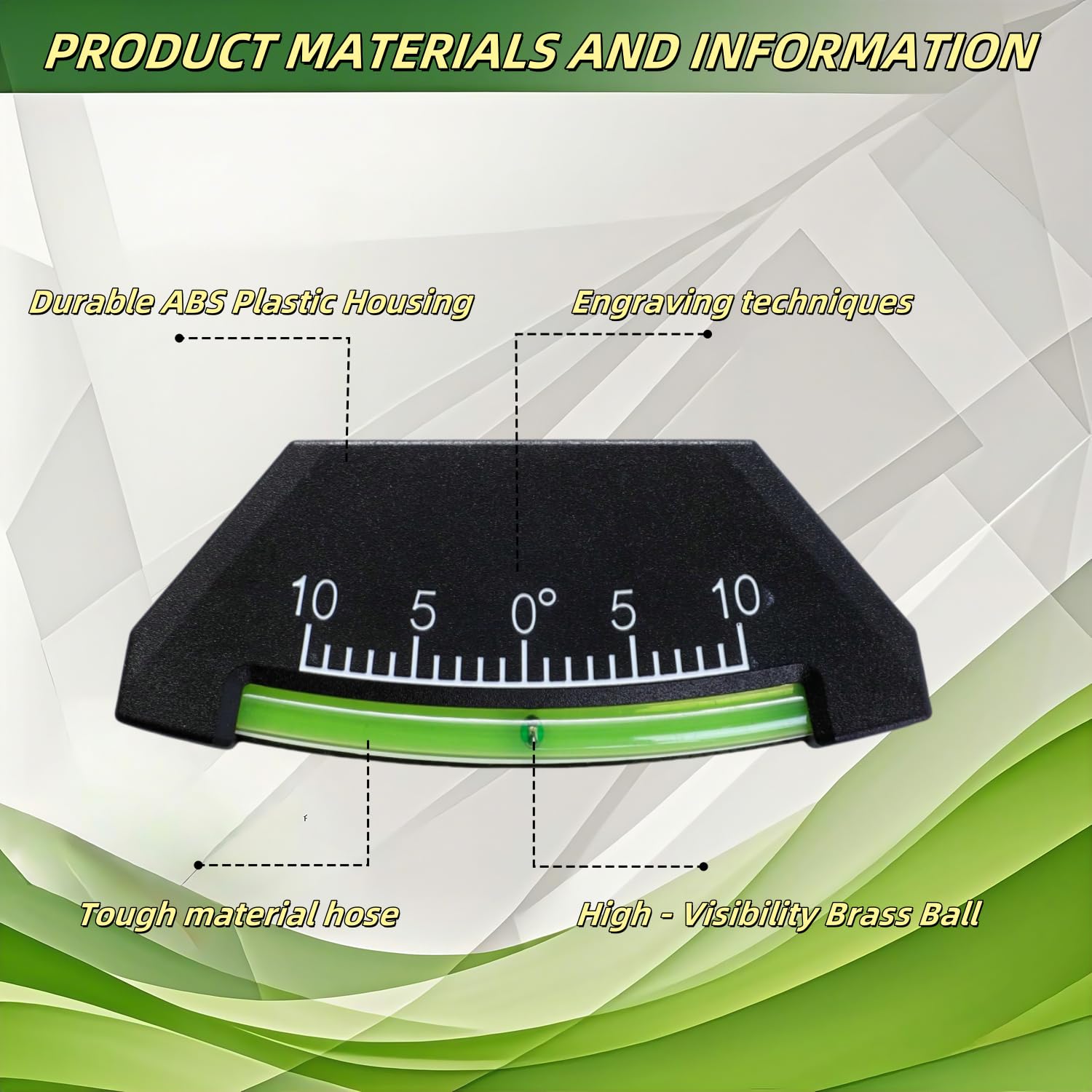 RV Level-Graduated Scale Stick On Leveling System,High Visibility brass ballfor Off-Road Vehicle, Jeep, Truck, RV, Camper, Trail