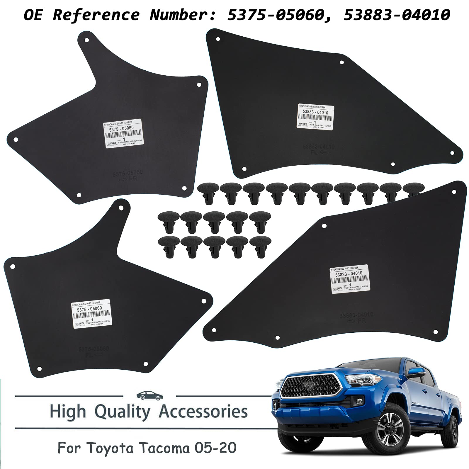 Splash Gurards For Toyota Tacoma N220/N240/N250/N260/N270/N300 2005-2023 Mud Flaps Guards Mudflaps Mudguards Oe# 5375-05060 5375