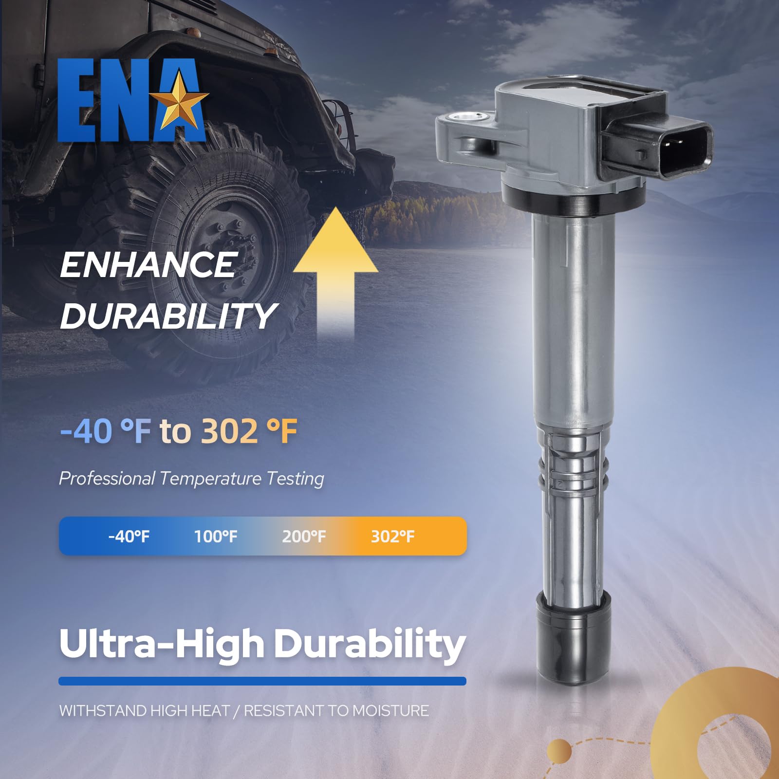 Ena Set Of 4 Ignition Coil Pack 2.0L 2.4L V4 Compatible With Honda Acura Element Crv Civic Accord Rsx Csx S2000 2002 2003 2004 2