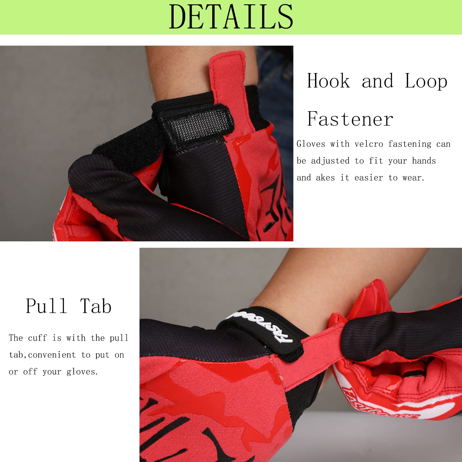 Fastgoose Dirt Bike Motocross Gloves - Motorbike Riding Bike Gloves For Off Road Racing & Cycling (Red/Black, Small)