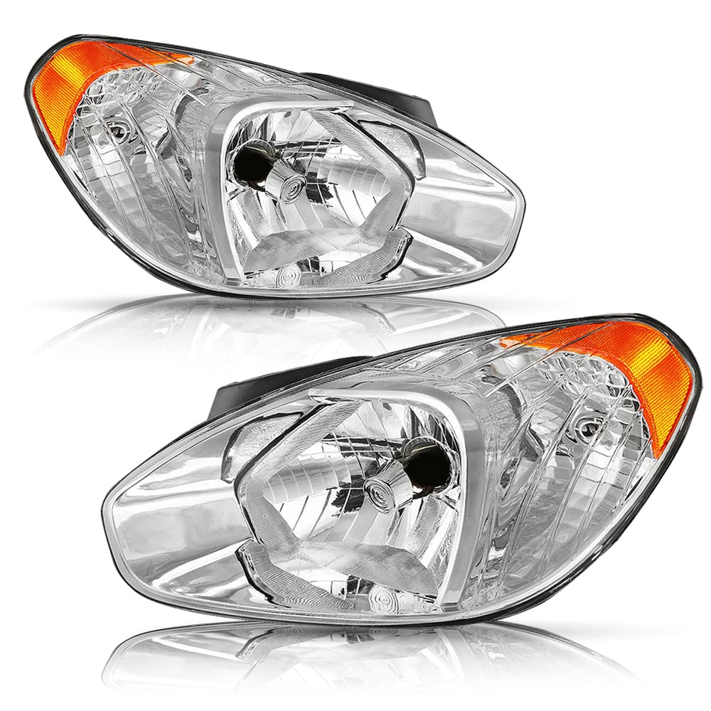 Bingbingmotor Bryght Headlight Assembly Fit For 2007-2011 Hyundai Accent Passenger And Driver Side Halogen Replacement Oe Headla