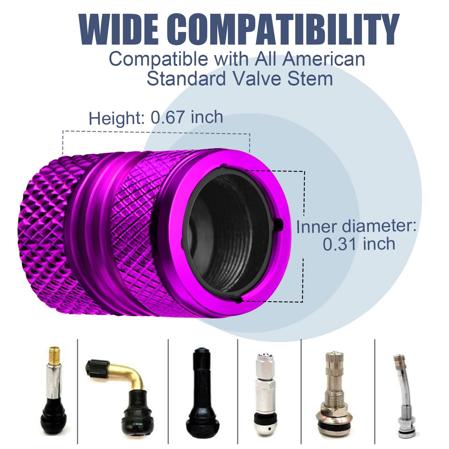 Tire Valve Stem Caps - 4 Pack Anti-Corrosion Premium Anodized Alloy Tyre Air Valve Caps American Flag For Car Suv Bike Purple