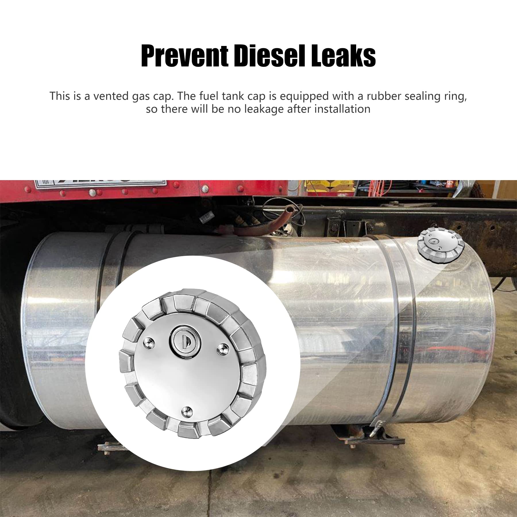 2pcs Locking Diesel Fuel Cap Compatible with Freightliner Kenworth Western Star Fuel Caps,3 1/2'' Course Thread 5.5 TPI Vented S