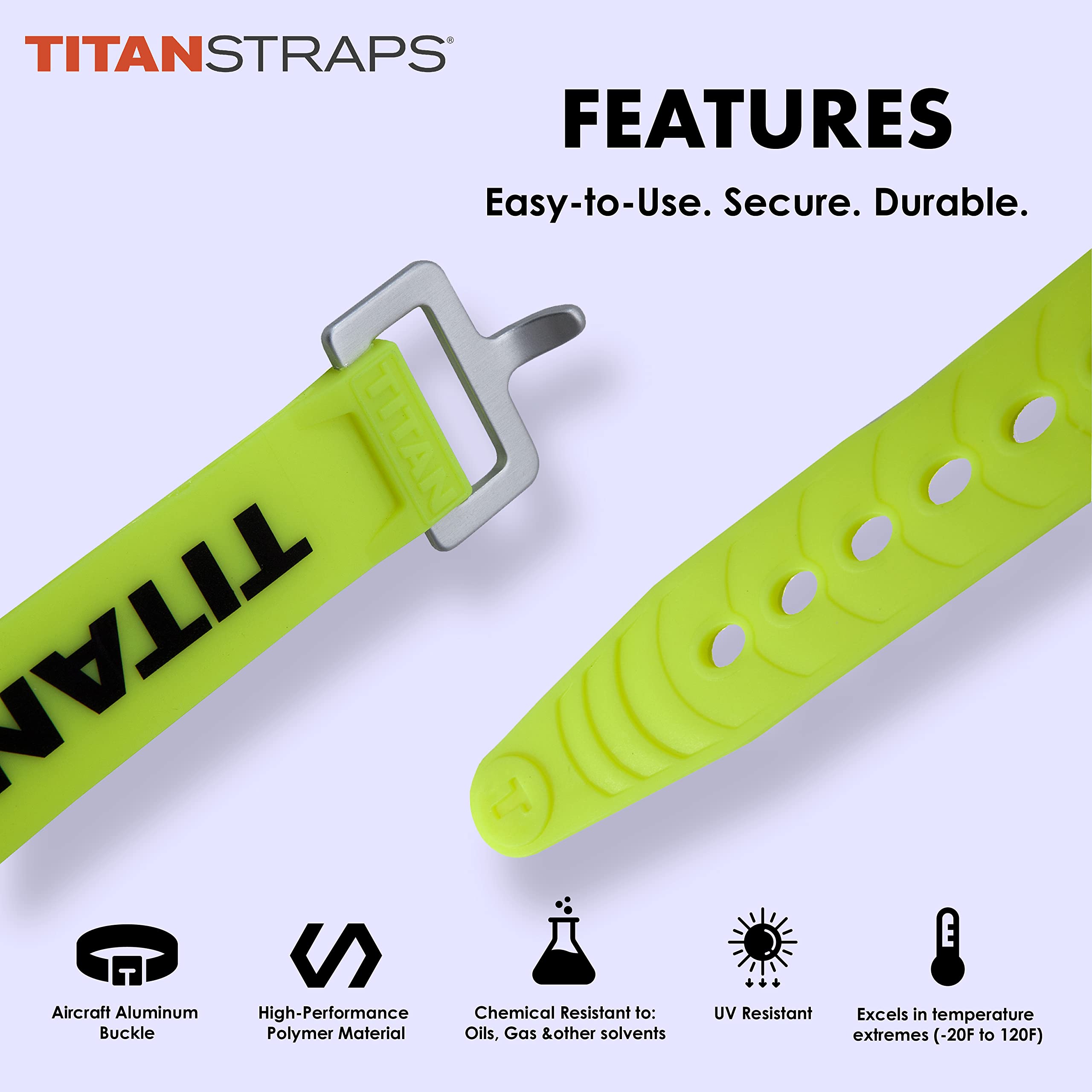 Titan Utility Straps - Easy-To-Use, Reliable Tension Straps Forasecuring Bike  Moto Gear, Skis, Hoses, Field Repair - Useain Fri