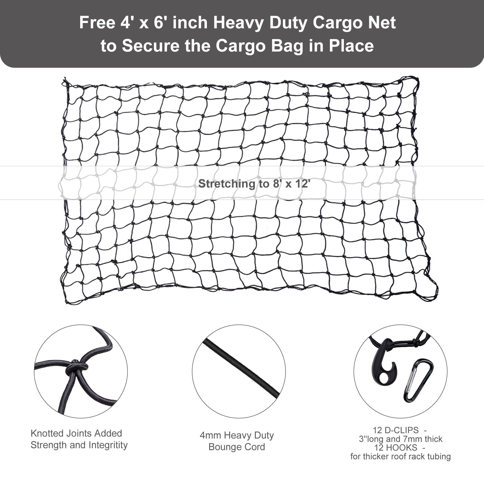 Alltoauto Truck Bed Cargo Bag With Cargo Net, 100% Waterproof 600D Heavy Duty, Fits Any Truck Size (51''X40''X22'') 26 Cubic Fee