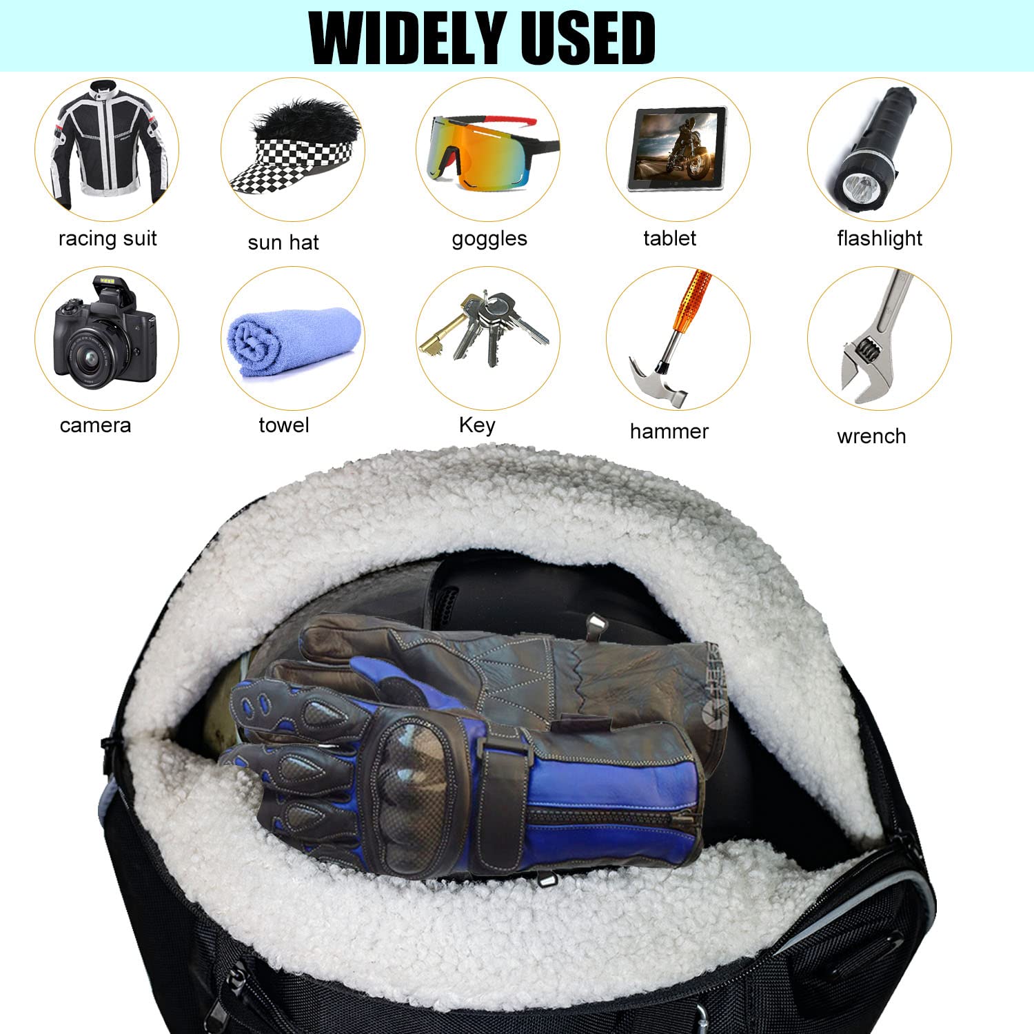 Jiyifouhy Helmet Bag,Motorcycle Helmet Storage Bag,Lightweight Mx Helmet Bag Water-Resistant 1680D Oxford With Strap, Reflective Strip (Black)