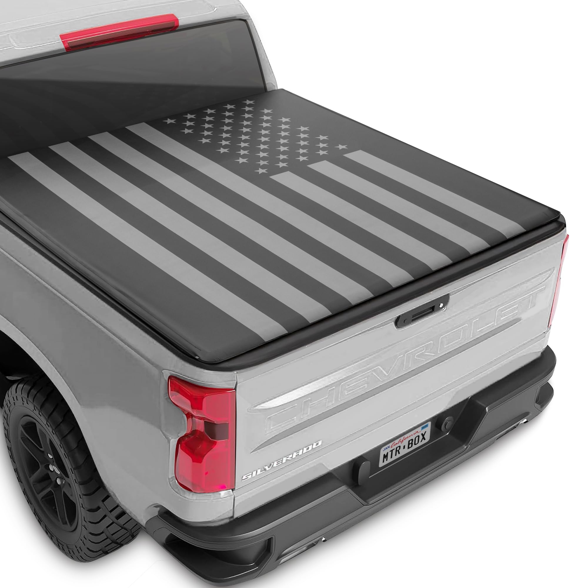 MotorBox Truck Tonneau Cover for Chevy Silverado 1500 / GMC Sierra 1500 2007-2018 with 5.8 ft Bed Length, All-Weather Soft Tri-F