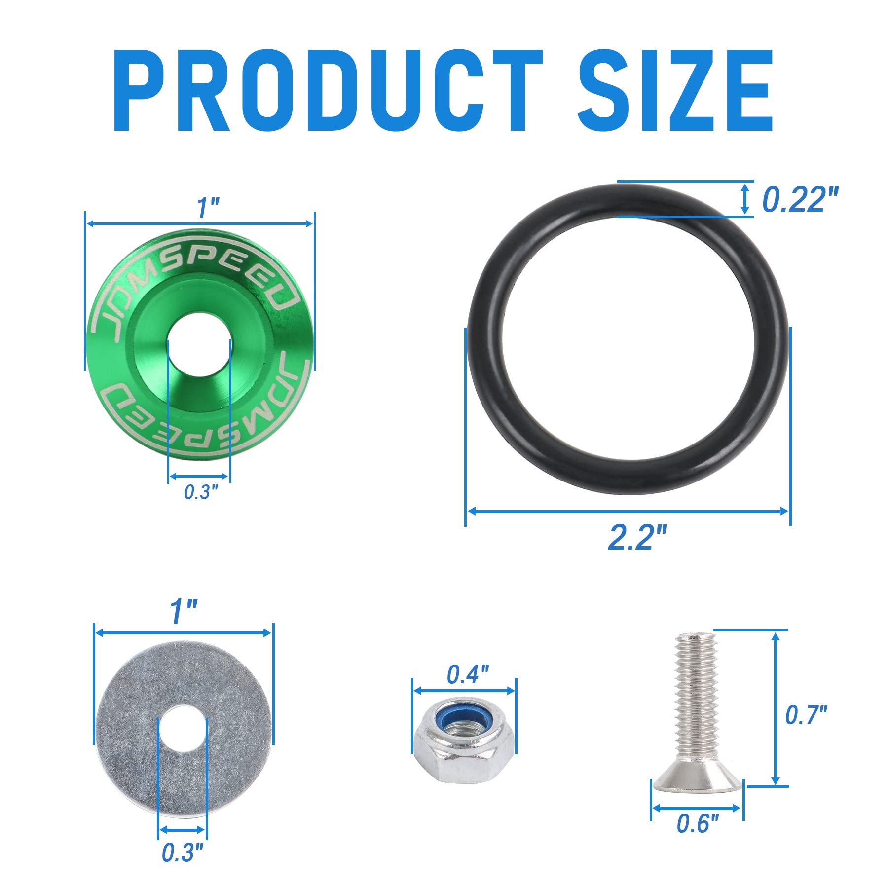 JDMSPEED Green Universal CNC Billet Bumper Trunk Quick Release Fastener Kit