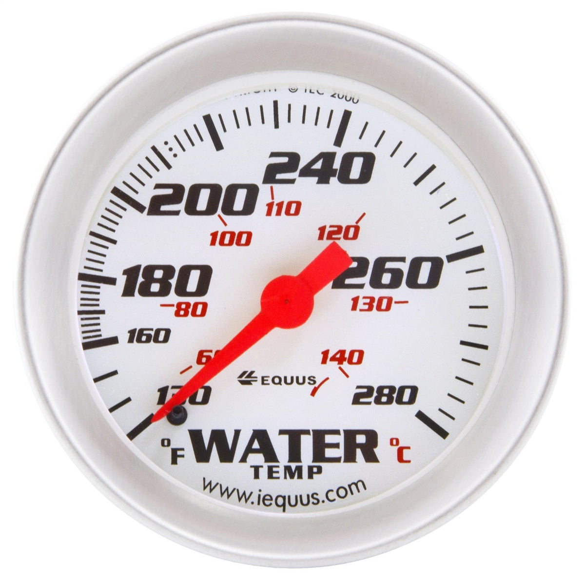 Equus 8242 2&quot; Mechanical Water Temperature Gauge, White with Aluminum Bezel