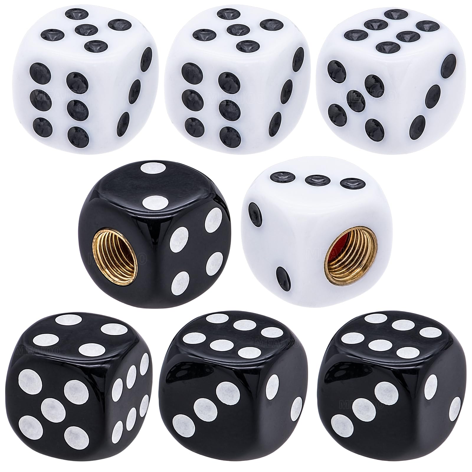MEAJOO 8PCS Dice Tire Valve Stem Caps,Waterproof Airtight Car Wheel Tire Air Caps Universal Tire Valve Stem Covers for Cars, SUV