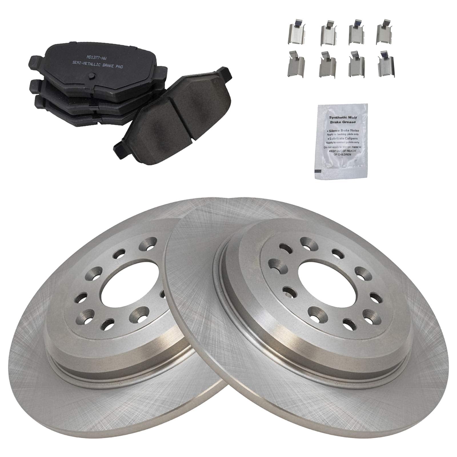 Trq Rear Brake Pad & Rotor Kit Brake Pads Brake Rotor Semi-Metallic Compatible With 2011-2014 Ford Edge 2011-2019 Explorer 2009-