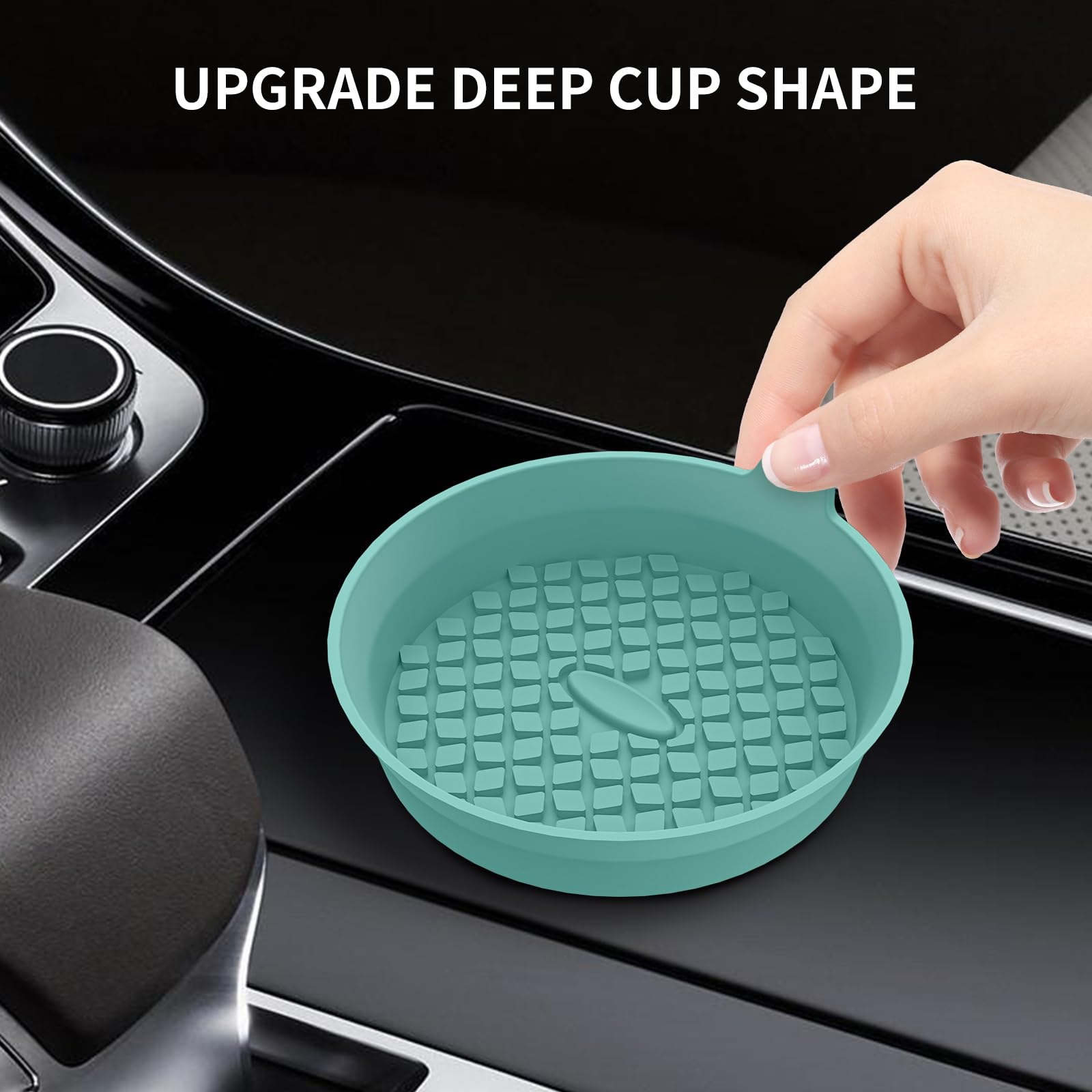 Me.Fan Car Cup Holder Coasters [4 Pack] Silicone Cups Mats, Automotive Universal Non-Slip Recessed Interior Accessories Teal Blu