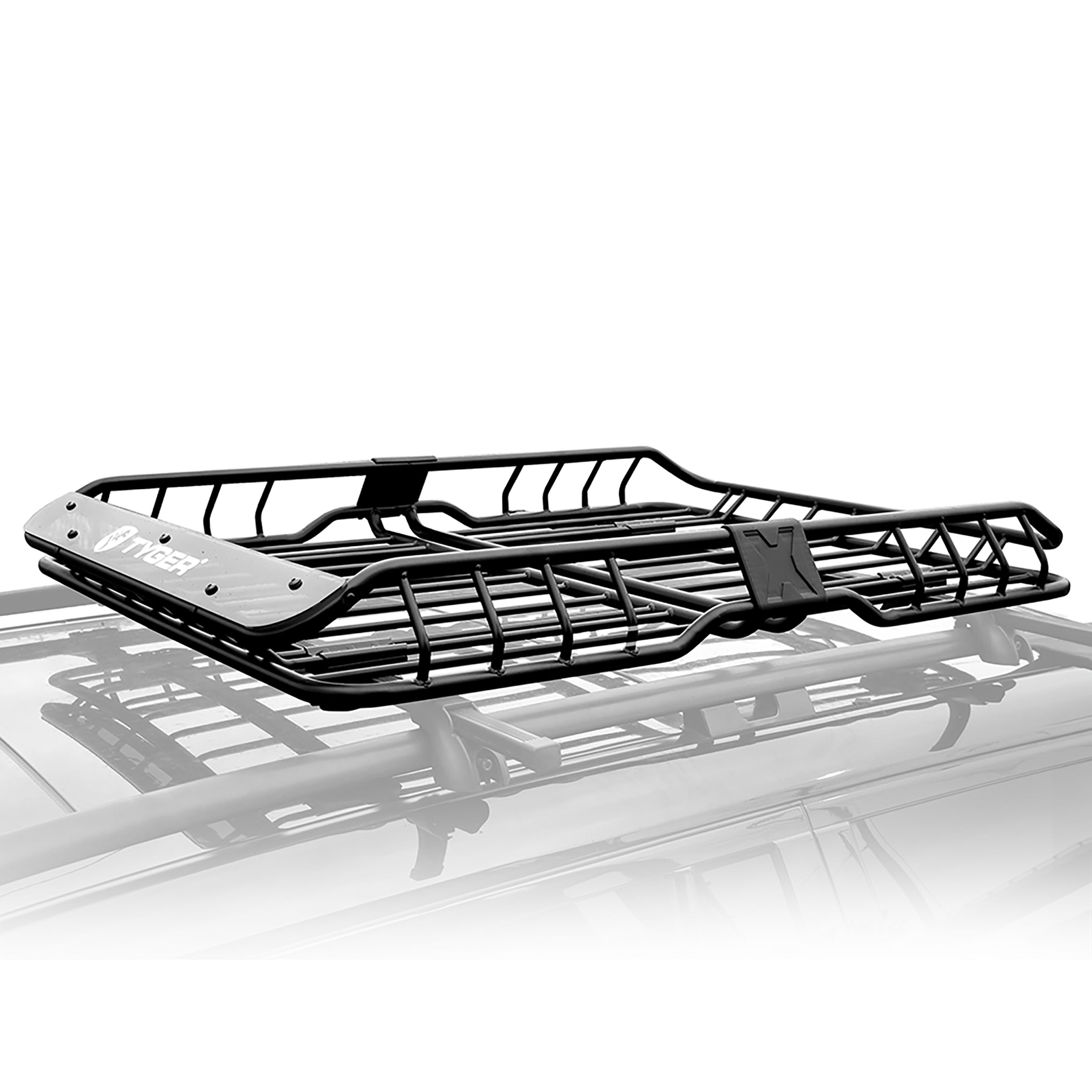 Tyger Auto Tg-Rk1B942B Heavy Duty Roof Mounted Cargo Basket Rack | L57.5 X W42 X H6 | Roof Top Luggage Carrier | With Wind Fairi