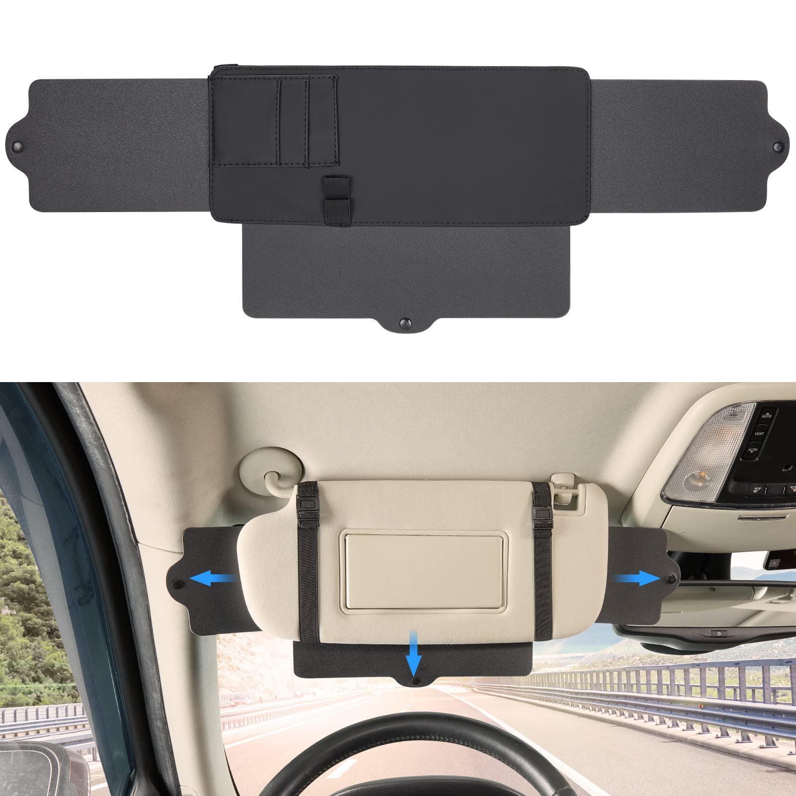 JoyTutus Car Sun Visor Sunshade Extender, Adjustable Car Sun Visor Extender Protects from Anti-Glare, UV Rays Blocker Window Sun Visor Windshield Sunshade Extender for Car SUV