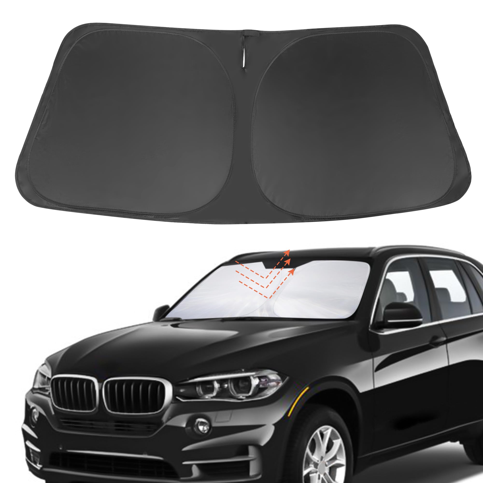 Yycke Windshield Sun Shade Accessories Compatible With 2014 2015 2016 2017 2018 X5 For Bmw Foldable Sunshade Sun Visor Blocks Uv