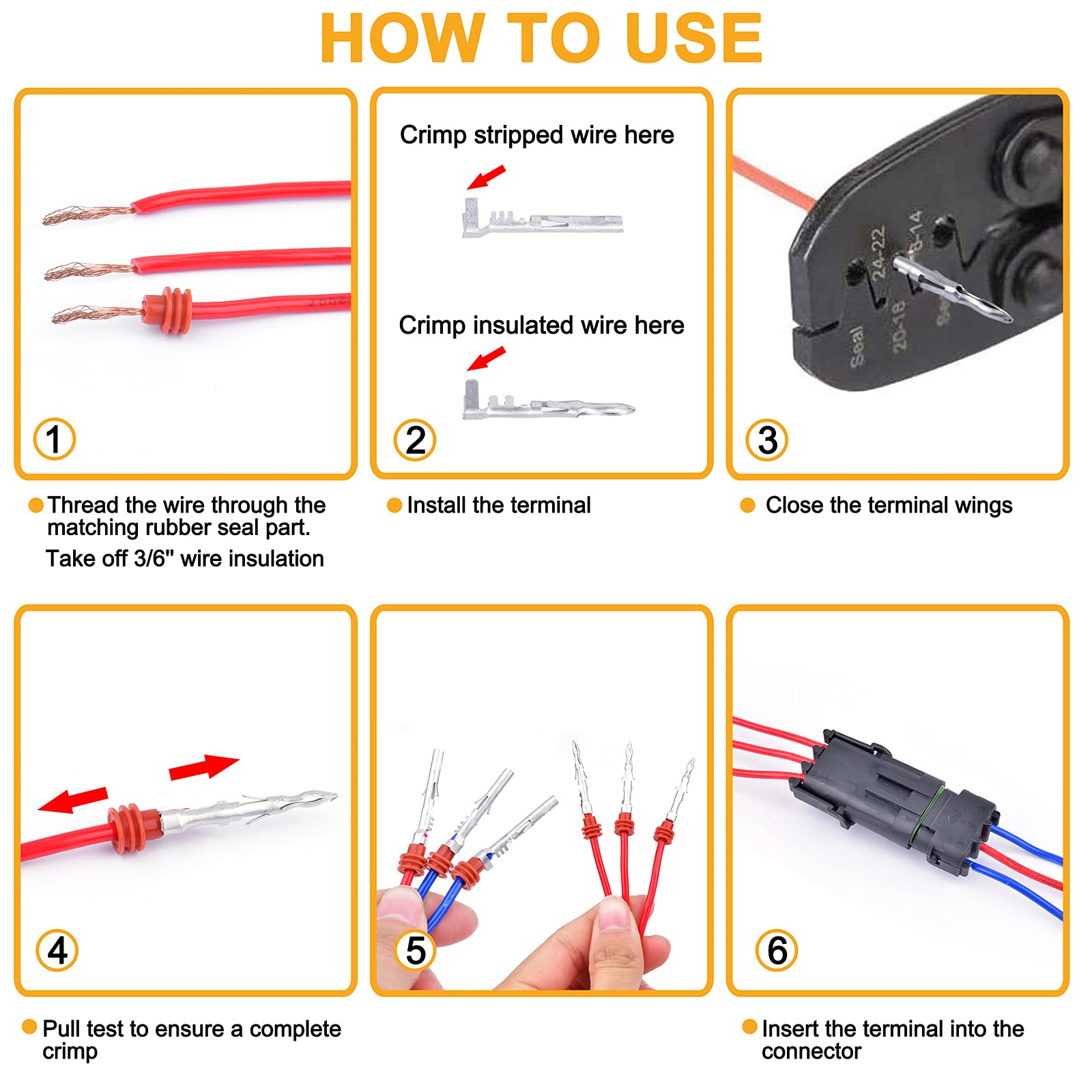 Vigrue 20 Sets 1/2/3/4/6 Pin Connector Weatherpack Connectors Kit, Waterproof Automotive Electrical Wire Connectors Plug Kit