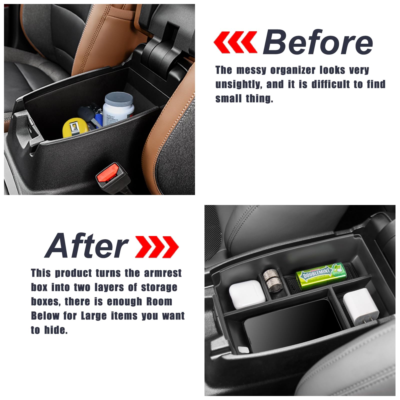 Neepiar Center Console Organizer Tray Compatible With Ford Escape 2020-2025 And Bronco Sport 2021-2025 Armrest Storage Box Secon