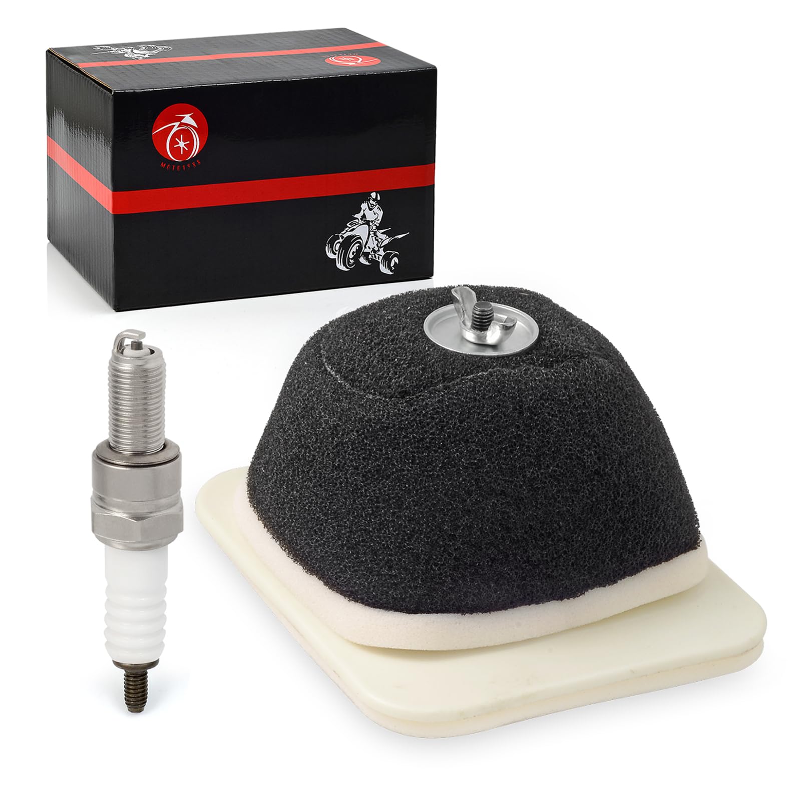 MOTO1988 Air Filter Element Assembly & Spark Plug for YAMAHA TTR125 (2000-2024), Model 5HP-14450-00-00