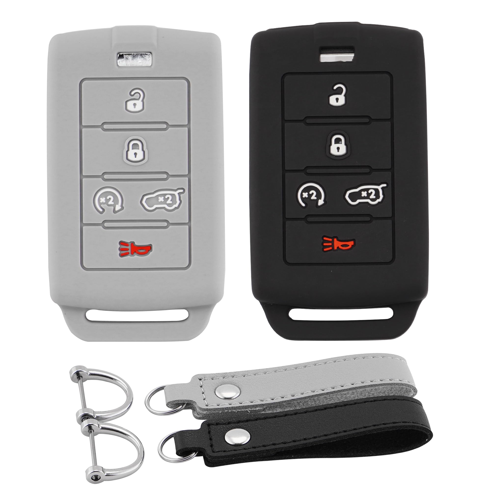 Koaudb Silicone Key Fob Cover Fit For 2021-2024 Jeep Grand Cherokee, For 2021-2023 Grand Cherokee L, For 2022 2023 Grand Wagonee