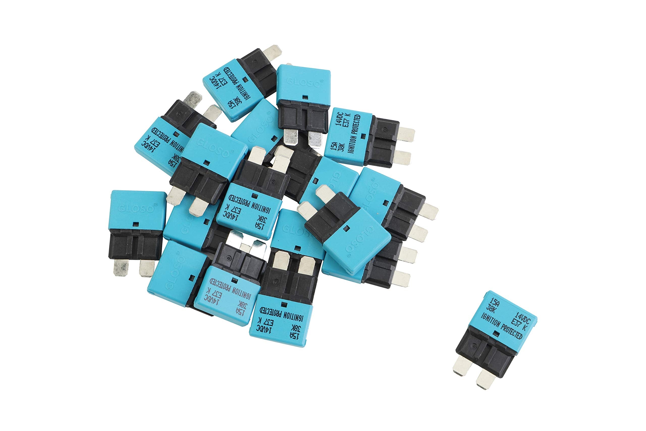 Gloso Circuit Breakers E37 Auto (T1) Reset Low Profile Atc/Ato - (15A - 20 Pack)