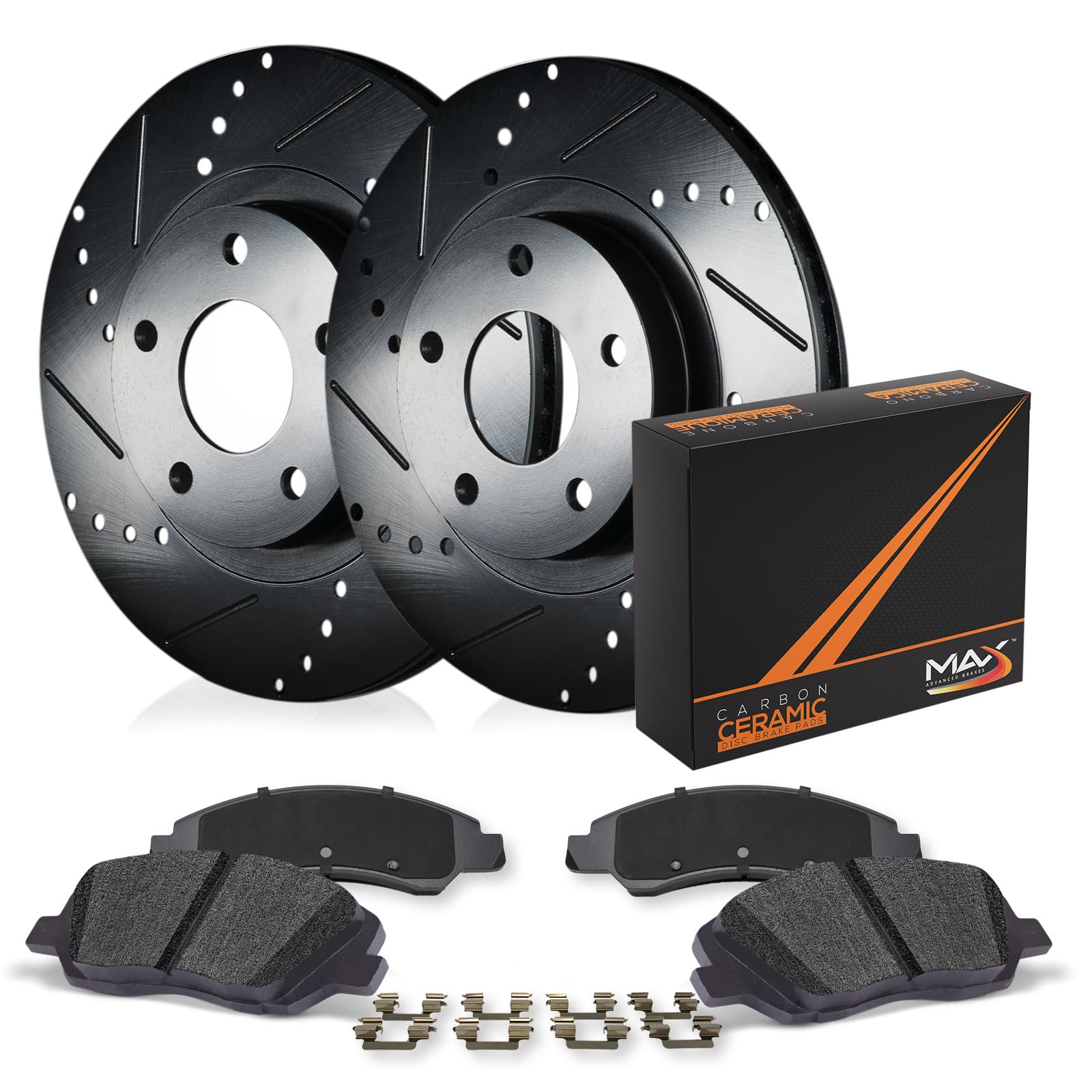 Max Advanced Brakes Rear Brake Kit Compatible With 2002 2003 2004 2005 2006 Mini Cooper Convertible Replacement Drilled Slotted
