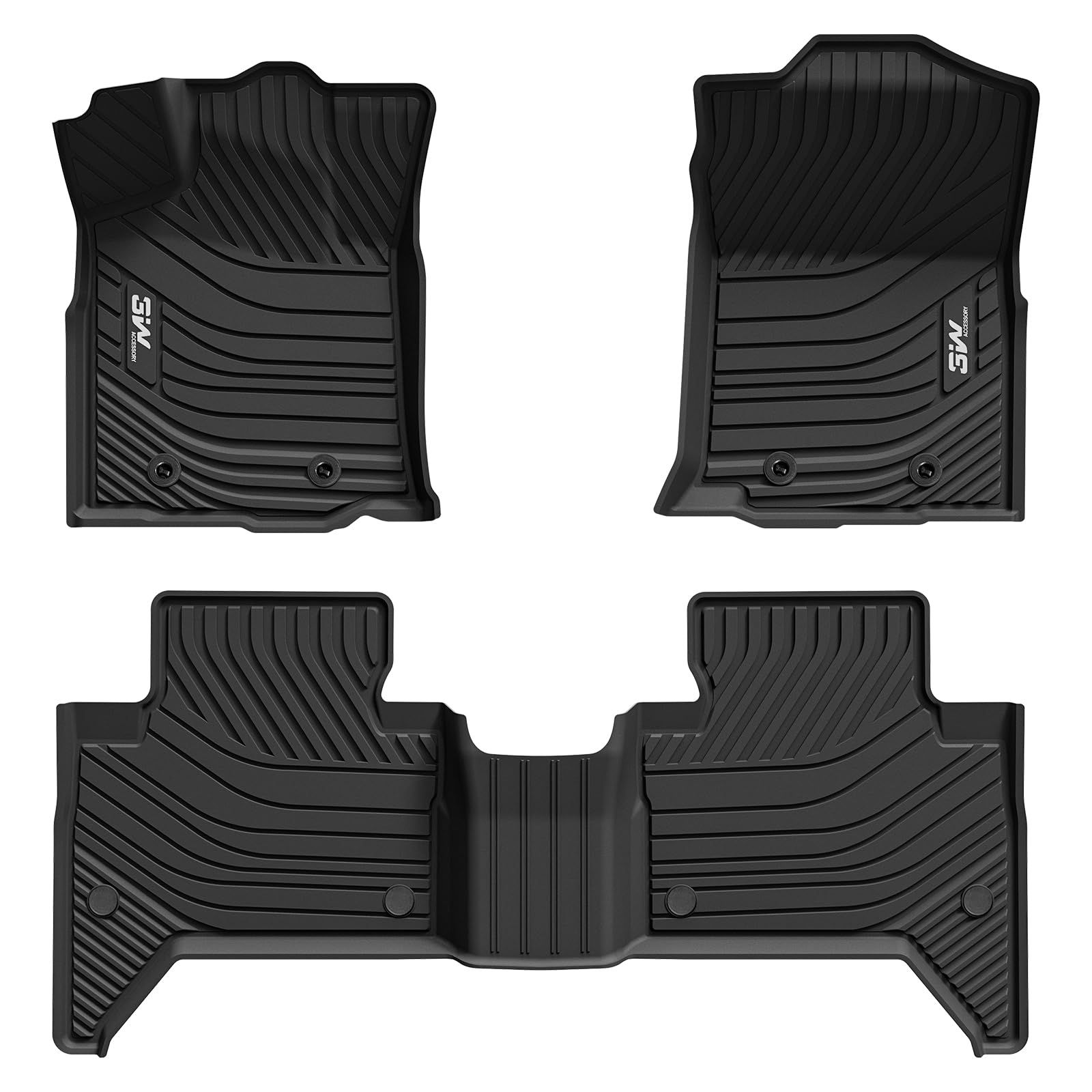 3W Floor Mats Fit Toyota Tacoma 2016-2023 (Only For Double Cab And Automatic), Tpe All Weather Custom Fit Floor Liner For Toyota