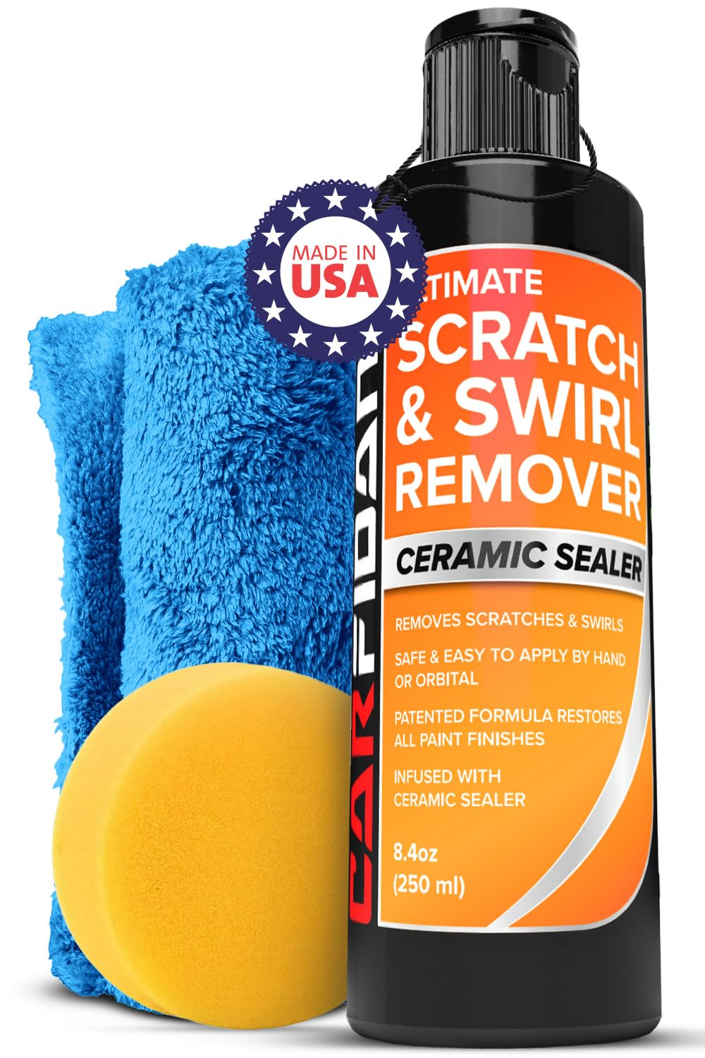 Carfidant Scratch And Swirl Remover - Car Scratch Remover For Vehilces Paint - Polishing Compound For Cars With Pad And Towel - Cutting And Buffing Compound For Paint Restorer