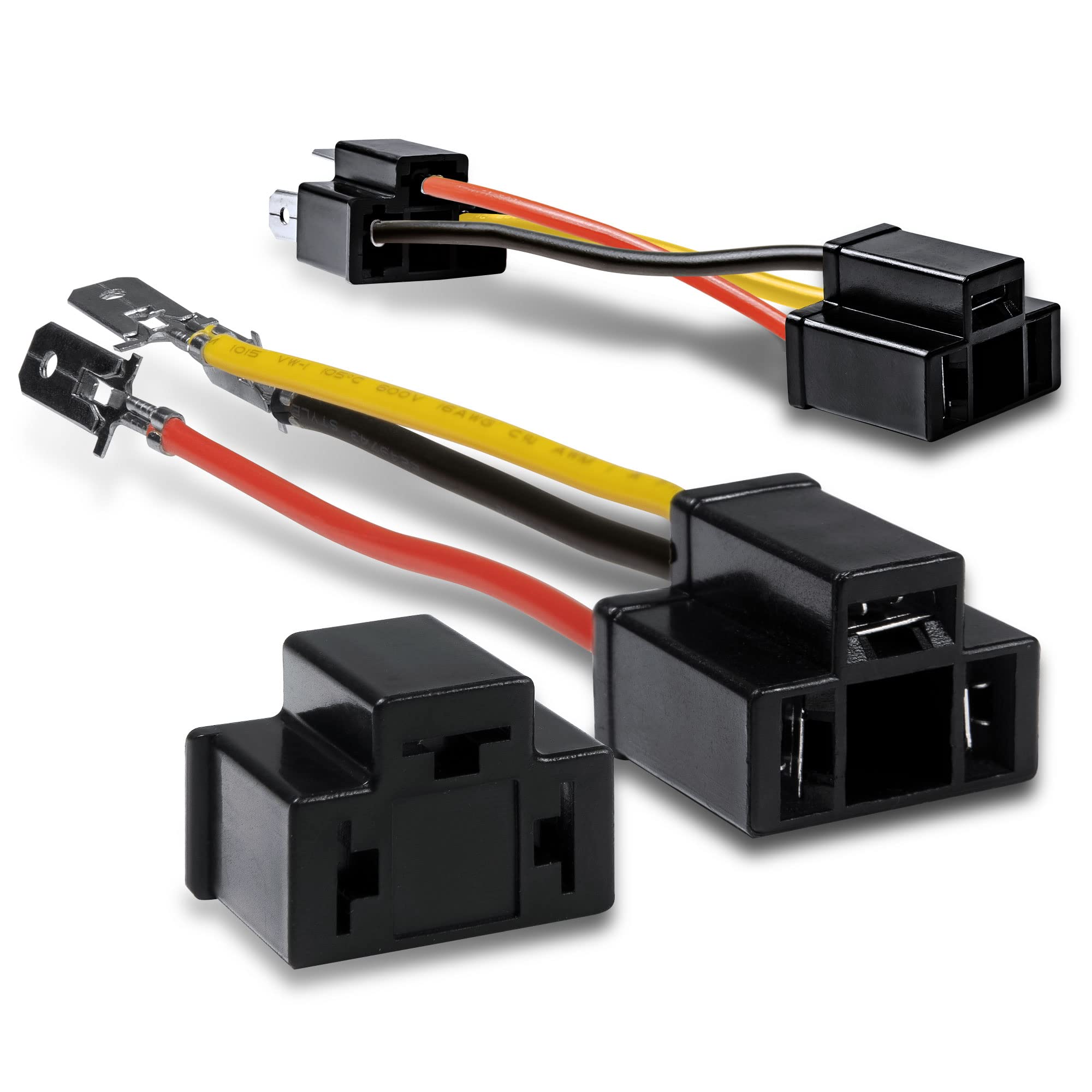 True Mods 2pc H4 (9003/HB2) Headlight Socket Converter Kit [for H4652, H4656, H4666, H6545] [Plug and Play] Head Light Wiring Ha