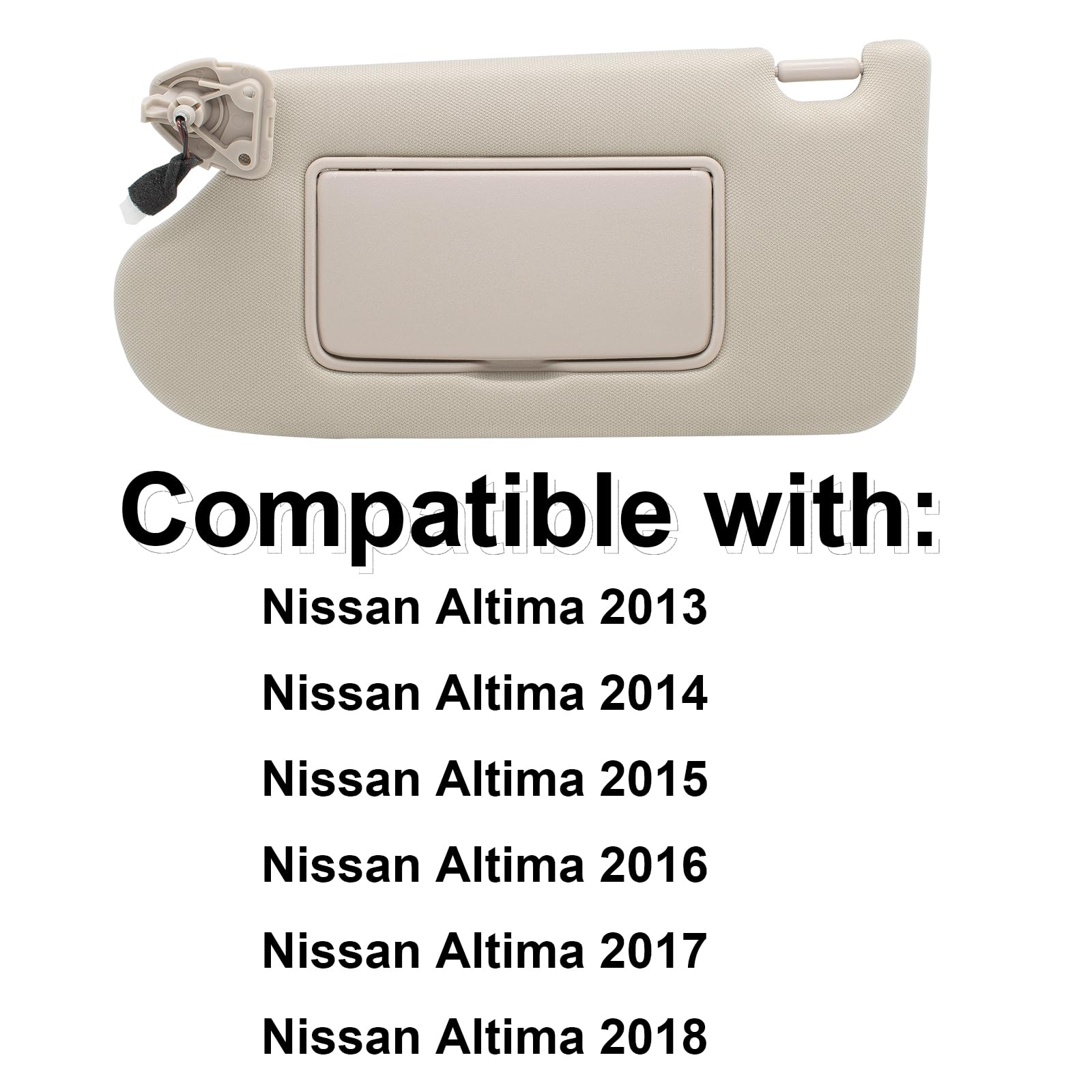 Driver Left & Passenger Right Side Sun Visor Replacement Compatible With Nissan Altima 2013 2014 2015 2016 2017 2018 With Light