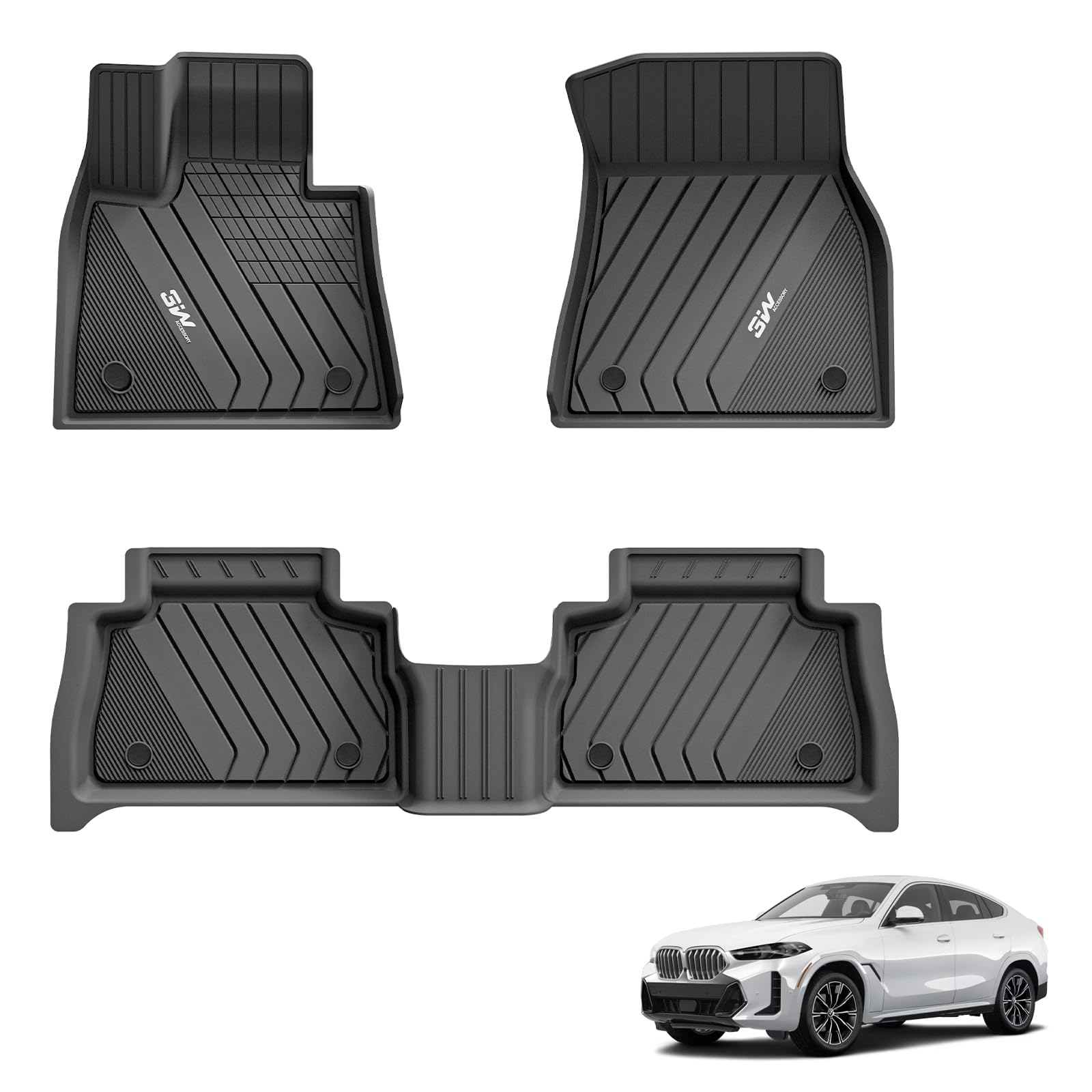 3W Bmw X6 Floor Mats Fit For 2020 2021 2022 2023 2024 2025 M/M50I/Sdrive40I/Xdrive40I G06 All-Weather Tpe Floor Liner For Bmw X6