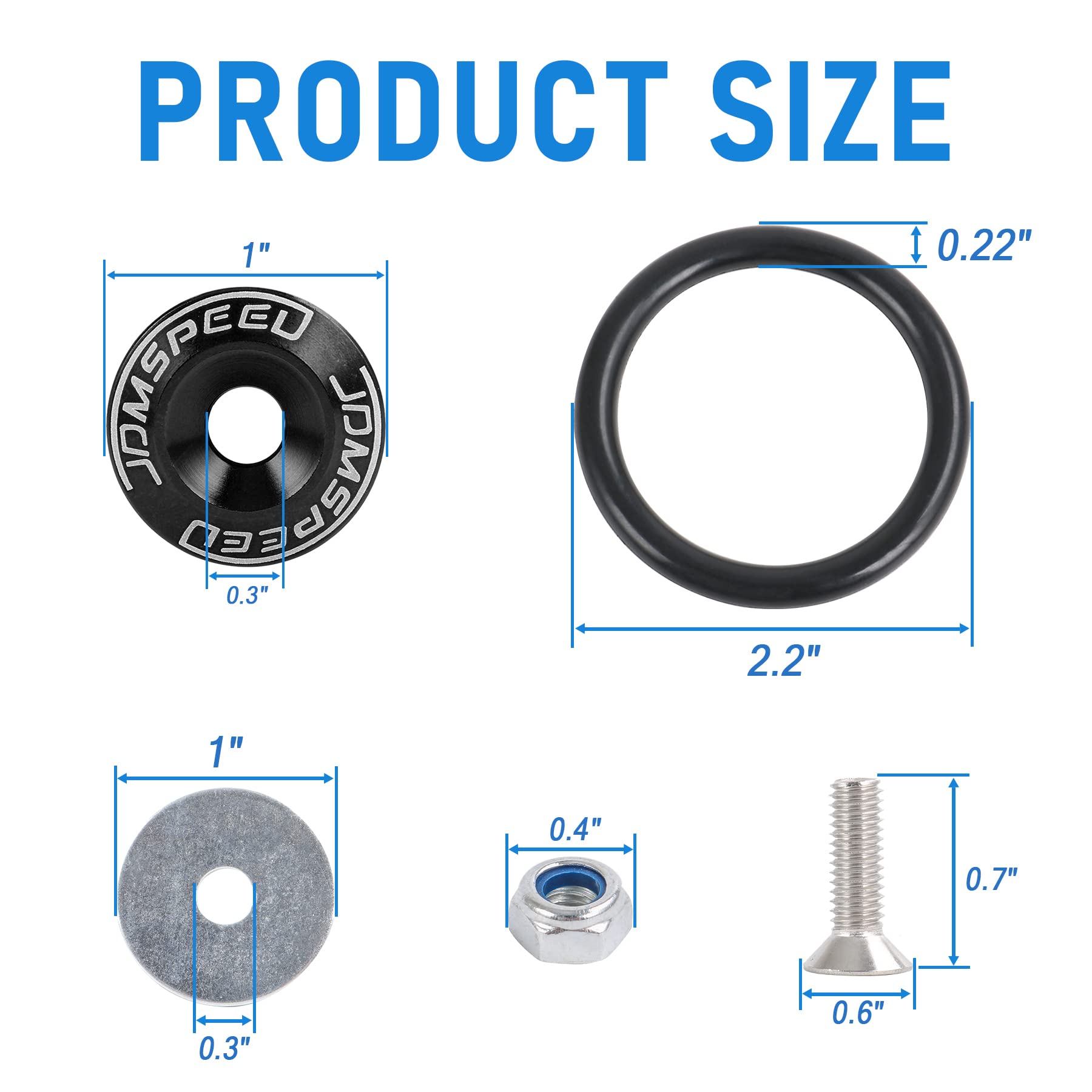 Jdmspeed Black Universal Cnc Billet Bumper Trunk Quick Release Fastener Kit