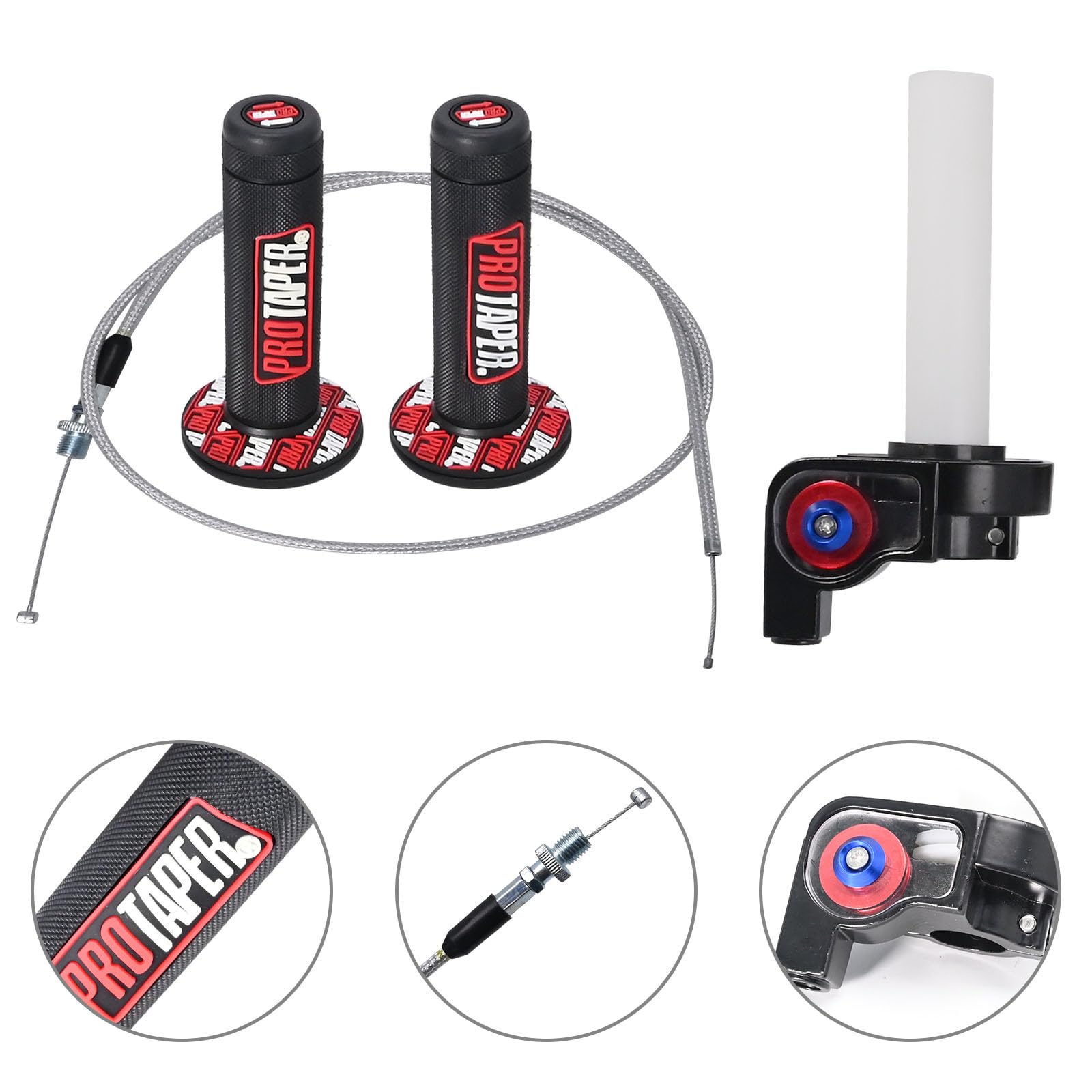 CADUFUELLY 7/8''(22mm) Twist Throttle Accelerator Handle Grips and Cable Set Switch for CRF KLX TTR 110 125 150 200 250cc Mini B