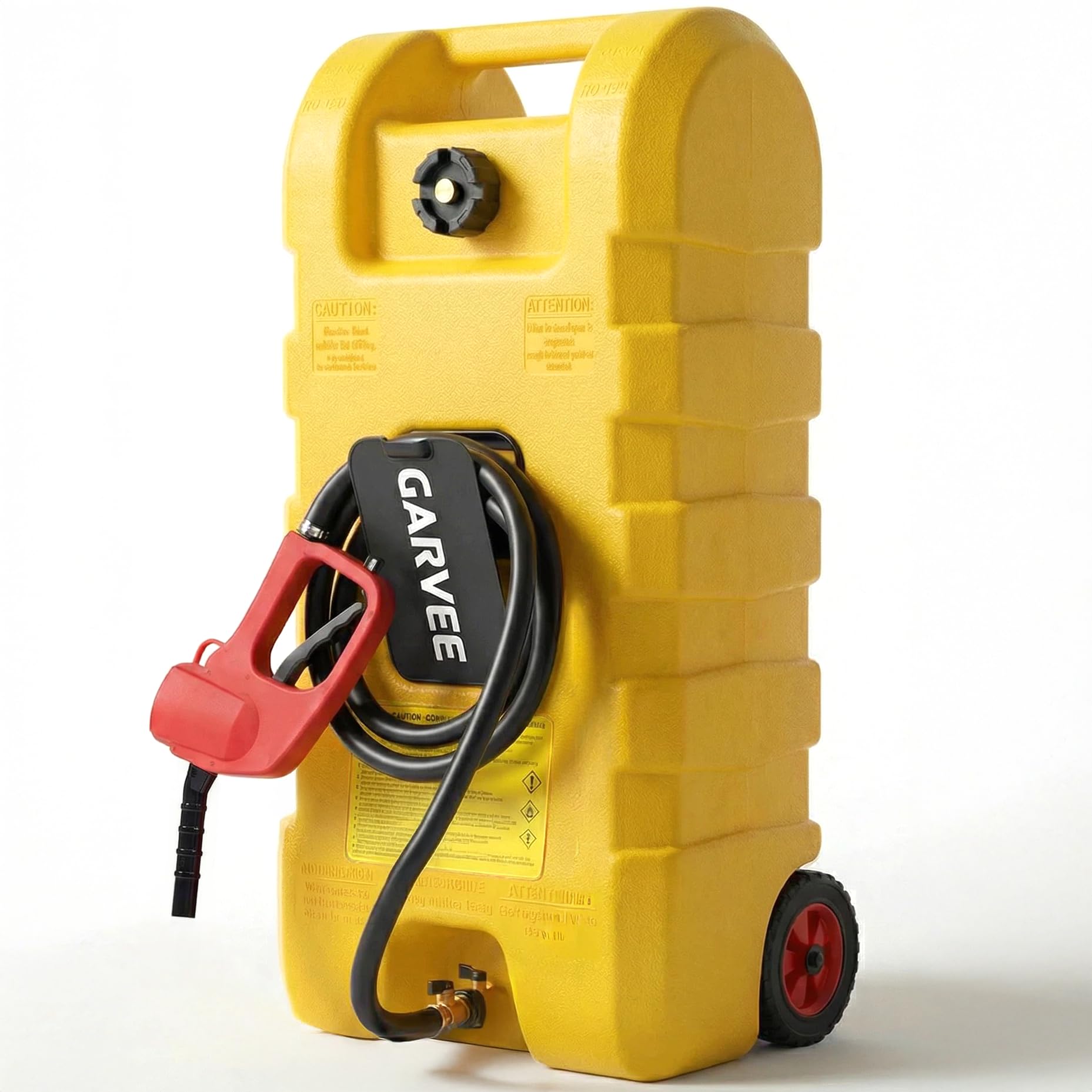 Garvee 15 Gallon Gas Caddy, Heavy-Duty Gas Can and Fuel Caddy with Manual Fuel Transfer Pump, Portable Fuel Tank on Wheels with 