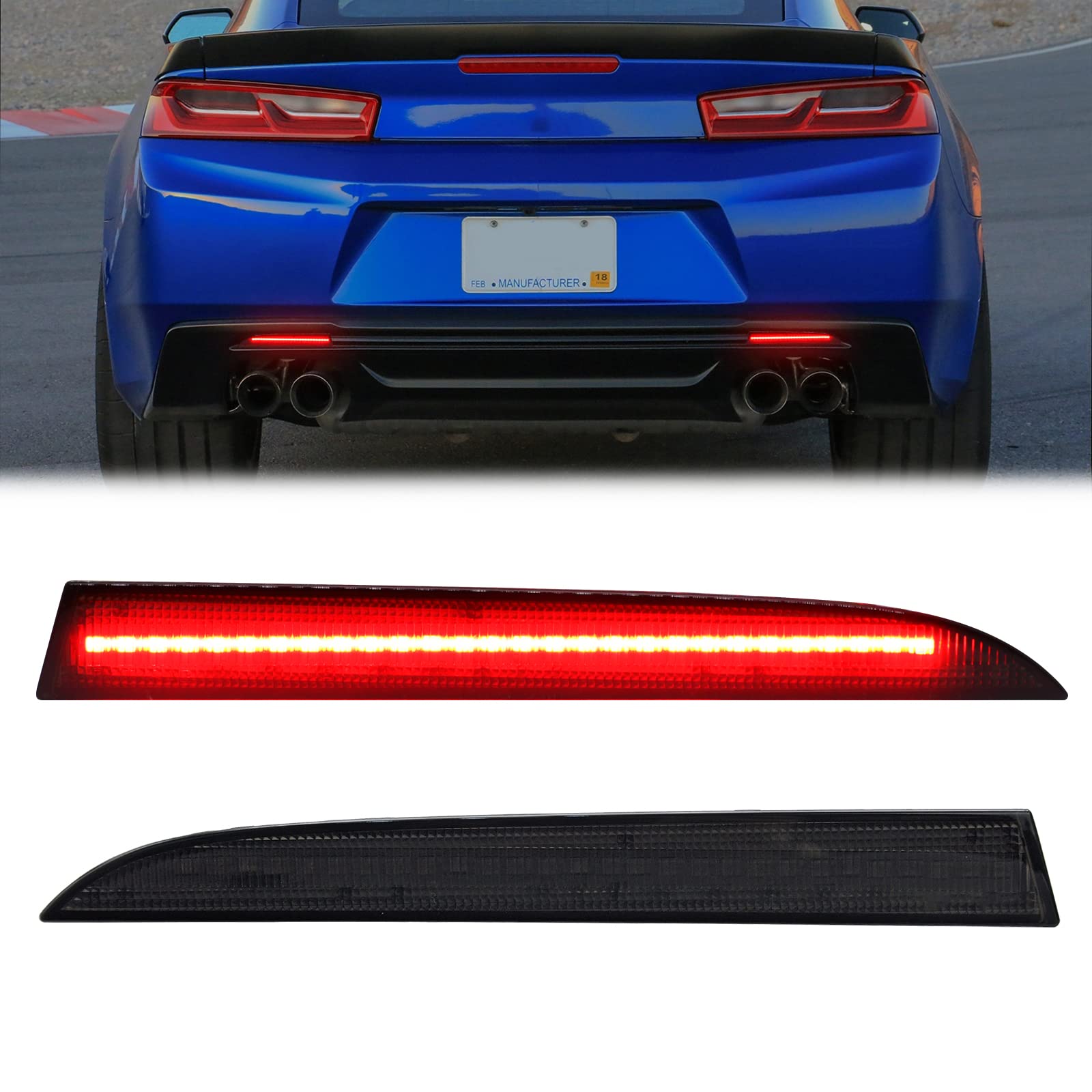 R&F Auto Led Rear Bumper Reflector Light Compatible With C'Hevy Camaro 2016-2022, Traverse 2013-2017, Replacement For C'Adillac Ats / Xt5 Rear Bumper Reflector Brake Lamps