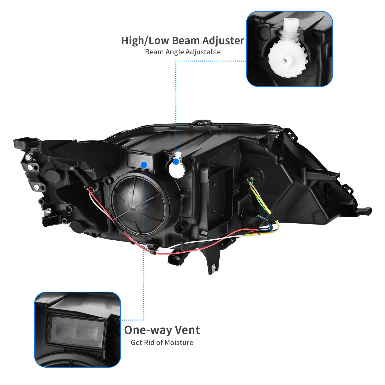 Dwvo Headlights Assembly Compatible With 2014-2020 Chevy Impala Projector Headlamp With Bulbs Halogen Model Black Housing Amber