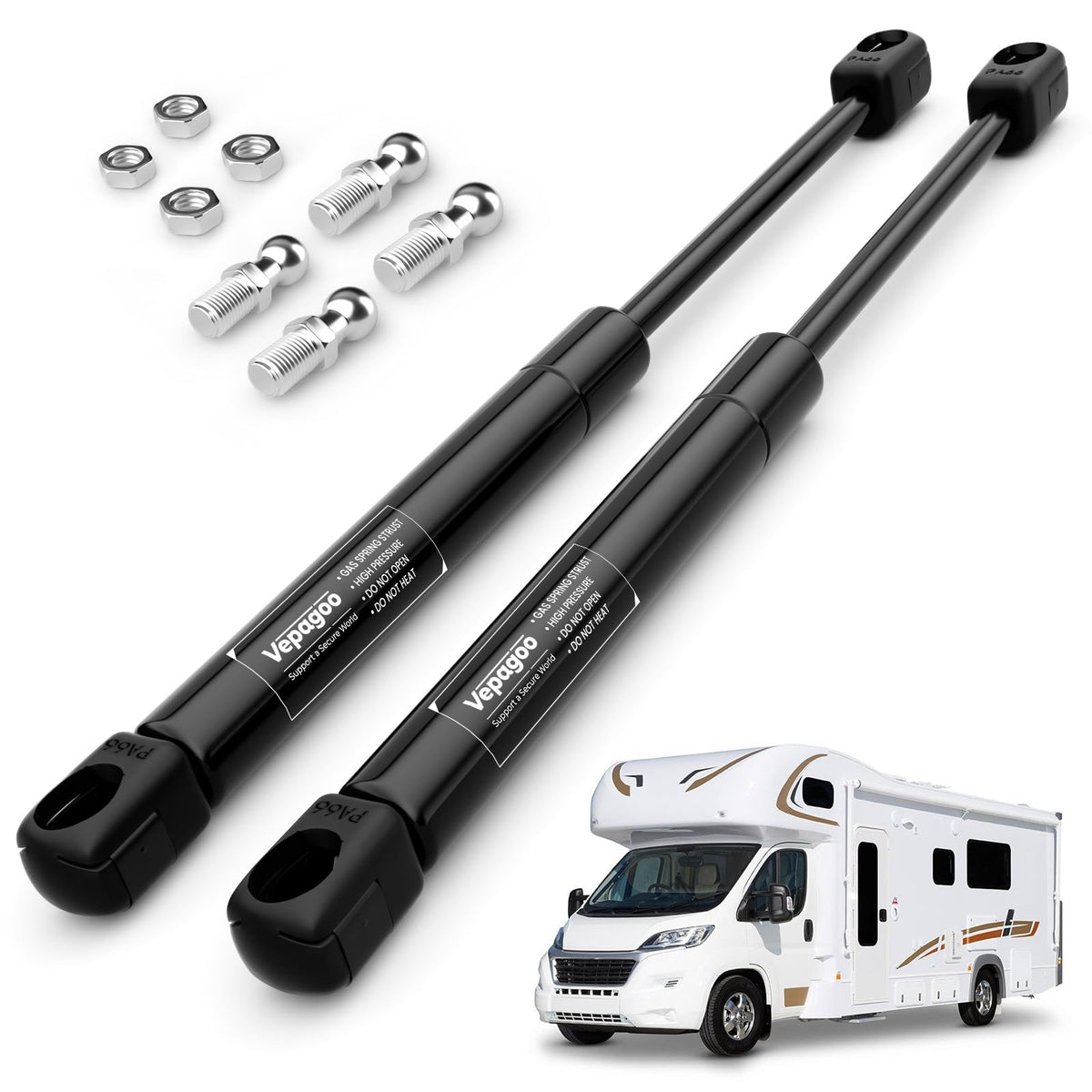 Vepagoo Gas Struts 20 Inch 200Lb/890N Shock Spring Lift Support For Rv Bed Heavy Lid Truck Cover Camper Trailer Door Mattress St