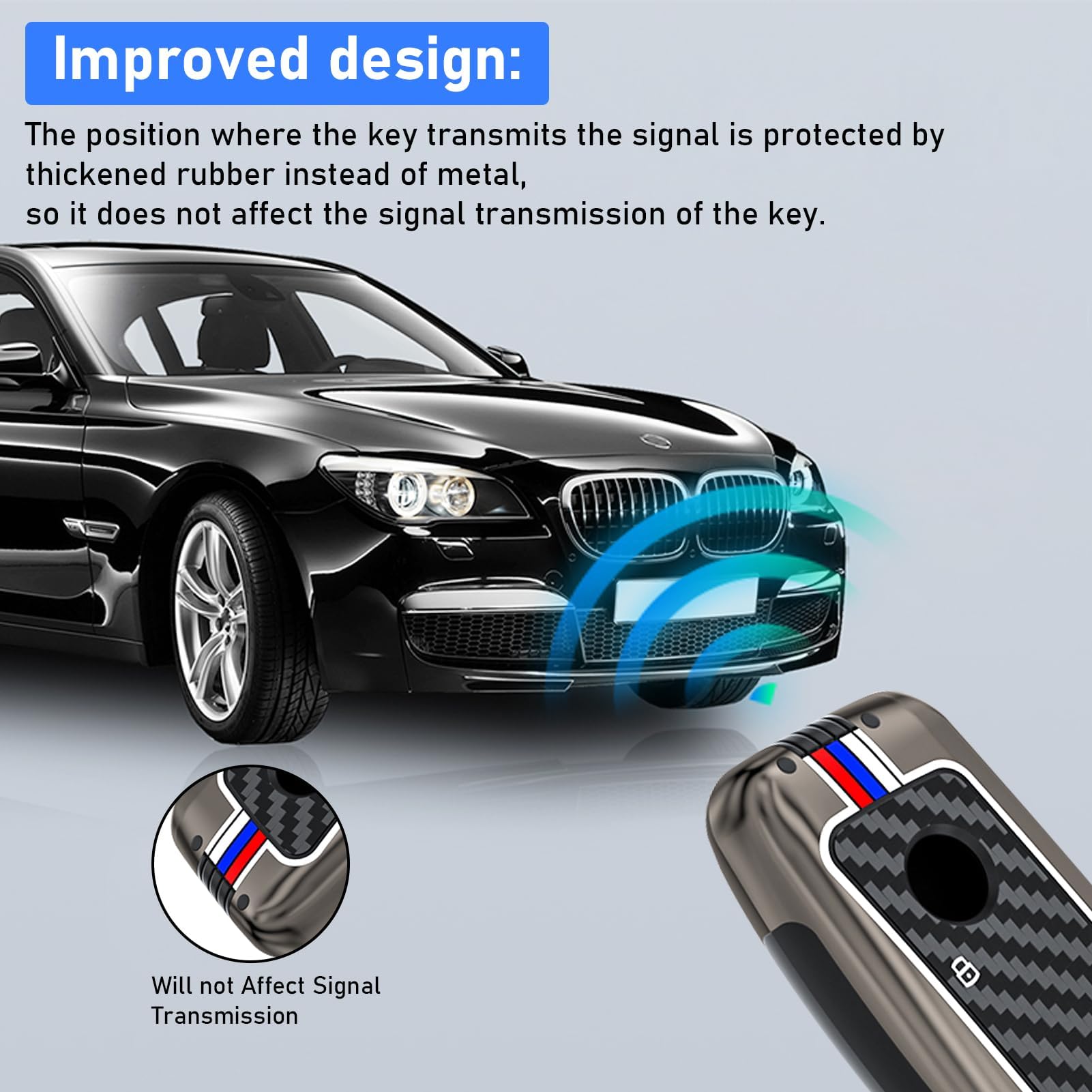 Jaronx Compatible With Bmw Key Fob Cover X5 X6 2025/ 2 3 5 7 X1 X7 Ix I7 Xm 2023-2025, Metal Keys Holder With Carbon Fiber Patte