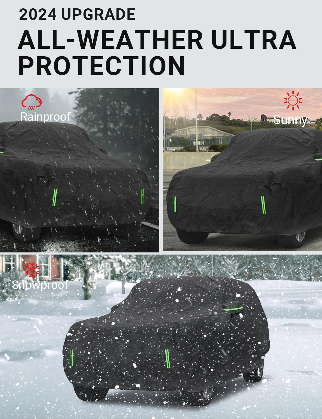 Proadsy 2024 Upgrade Car Cover Compatible With Jeep Grand Cherokee 2011-2024 Windproof All Weather Waterproof Sun Rain Uv Dust Snow Protection Outdoor Covers