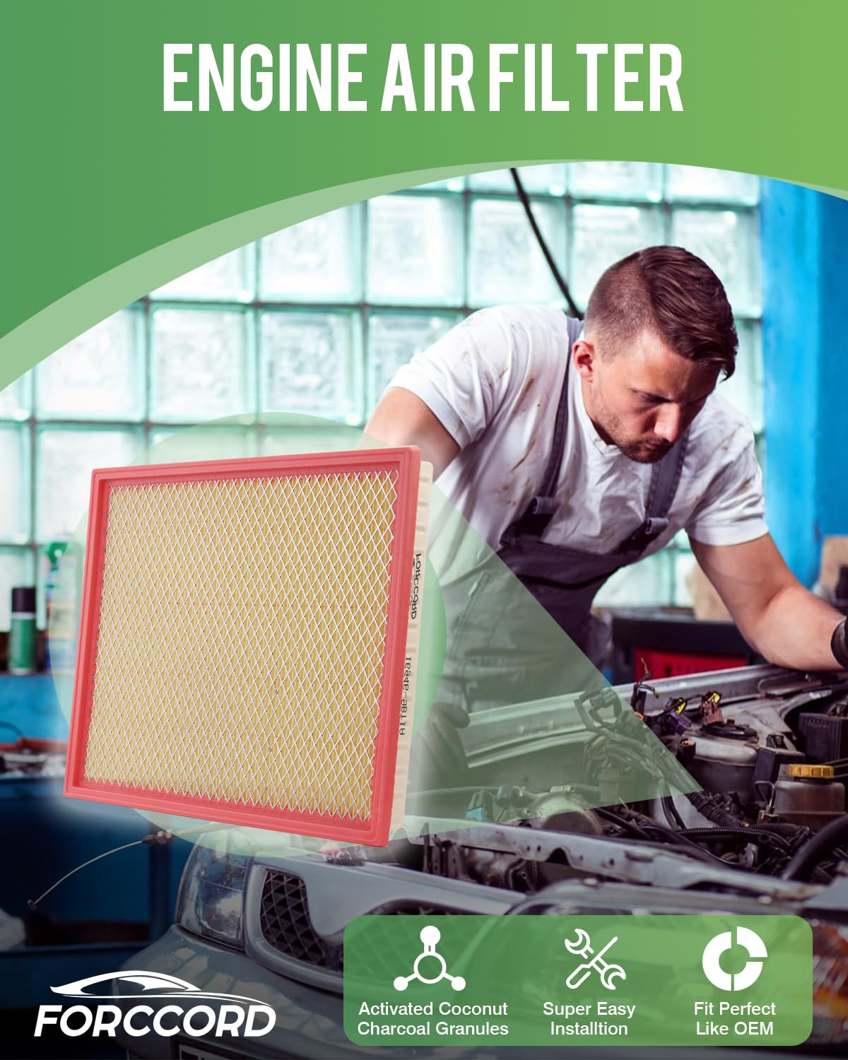 Forccord 2-Pack Engine Air Filter Fits For 2020 2021 2022 2023 Nissan Frontier (Only Fit 3.8L) Air Filter Replacement 165469Bt1A