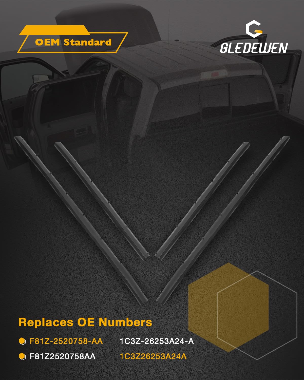 Door Lower Weatherstrip(4PCS), Front & Rear Rubber Door Seal Trim Set, Compatible with 1999-2016 Ford F250 F350 F450 F550 Super