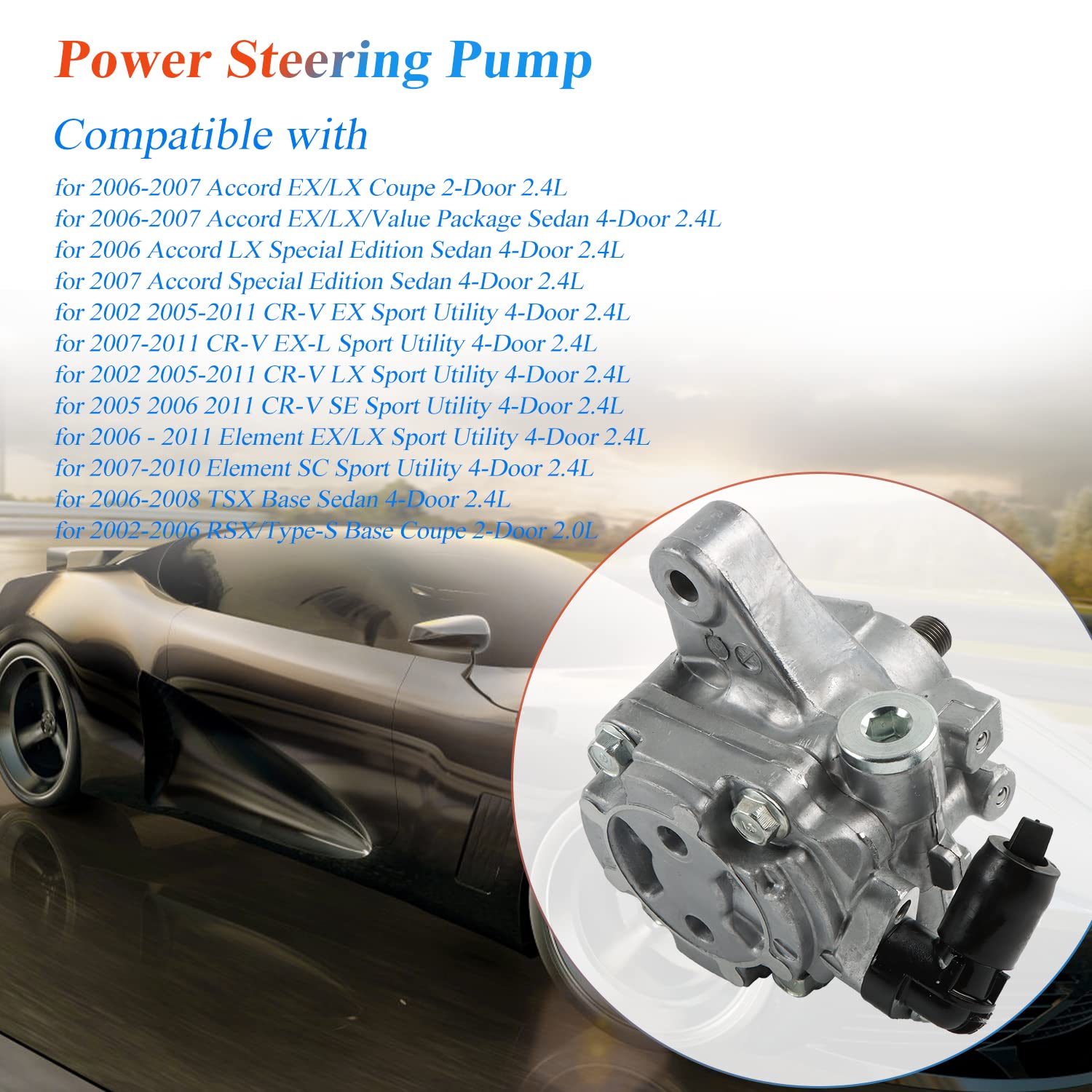 Daysyore 21-5419 Power Steering Pump Fits For 2006-2007 Honda Accord,2002-2011 Crv,For 2006-2011 Element,For 2002-2006 Rsx,For 2