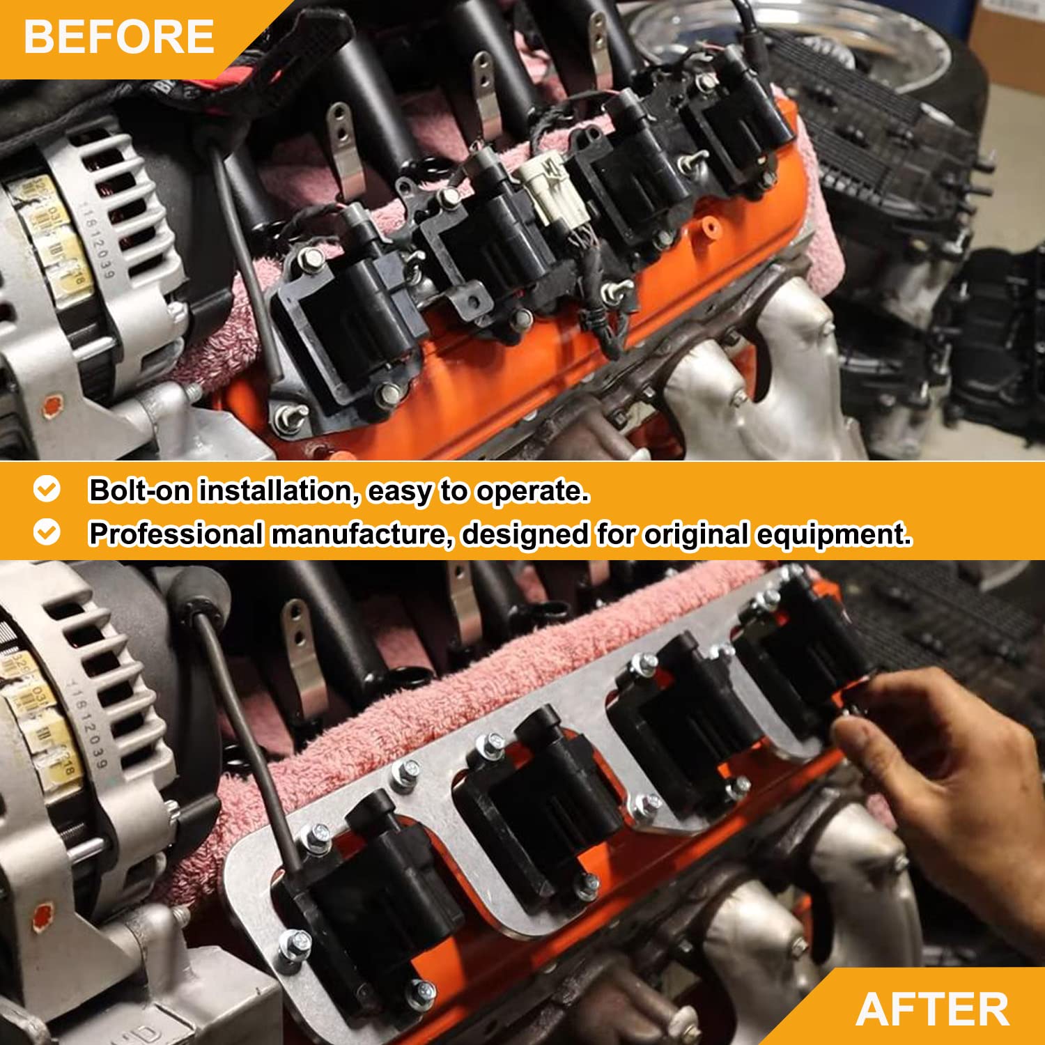 For 5.3L LS Truck Square Ignition Coil Brackets Mount Valve Cover Fit for 12558693 D514A D510C D581 LSX Swap Heat Sink for LQ9 L