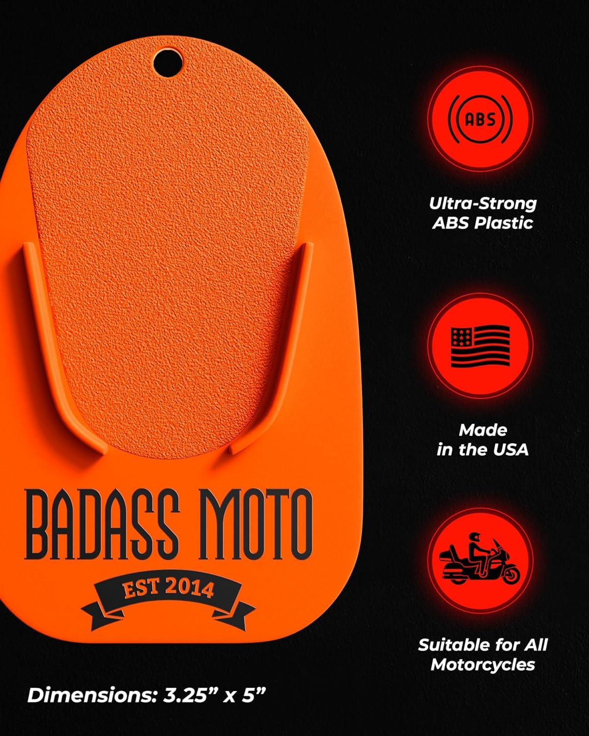 Motorcycle Kickstand Pad - Motorcycle Stand For Harley Davidson, Kawasaki, Honda, Triumph, Suzuki, & Bmw Riders - Self-Adjusting